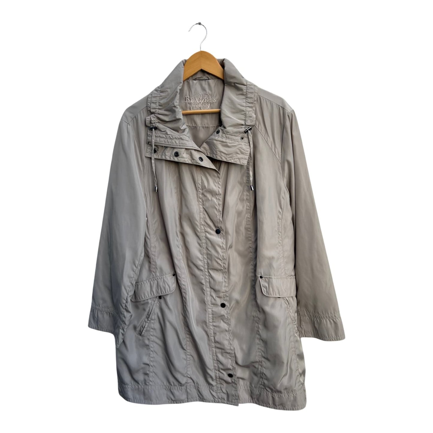 Bexleys Woman Jacke Damen Gr 50 Beige Mantel Übergangsjacke Polyamid Polyester Klassisch