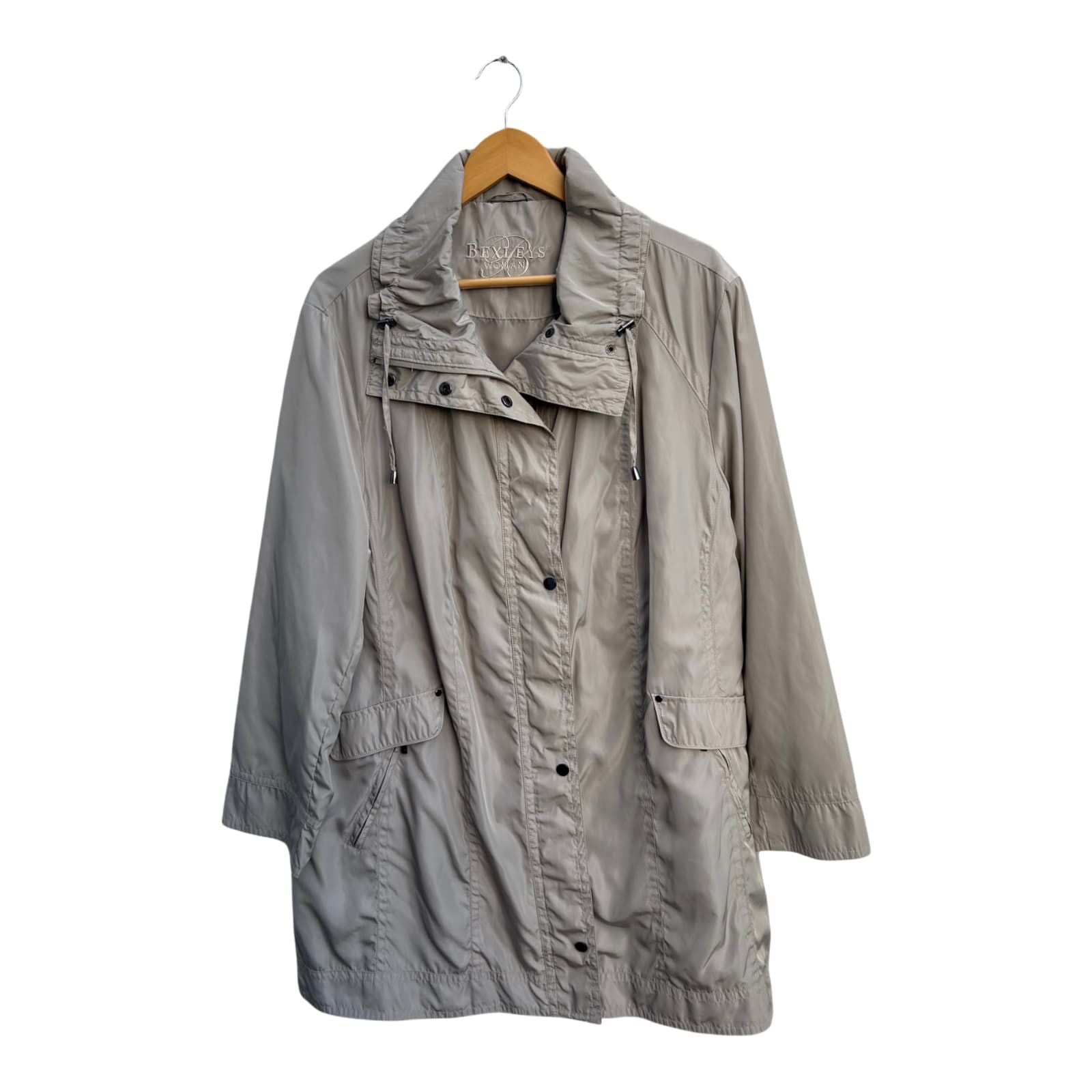 Bexleys Woman Jacke Damen Gr 50 Beige Mantel Übergangsjacke Polyamid Polyester Klassisch