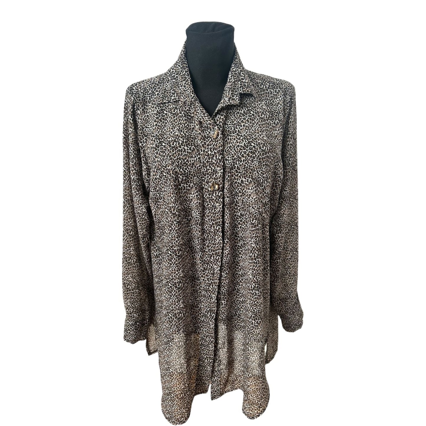 Cobra Bluse Damen Gr 48 Leo Muster Lang Viskose Made Germany Elegant