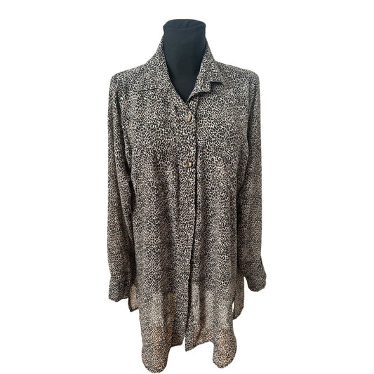 Cobra Bluse Damen Gr 48 Leo Muster Lang Viskose Made Germany Elegant