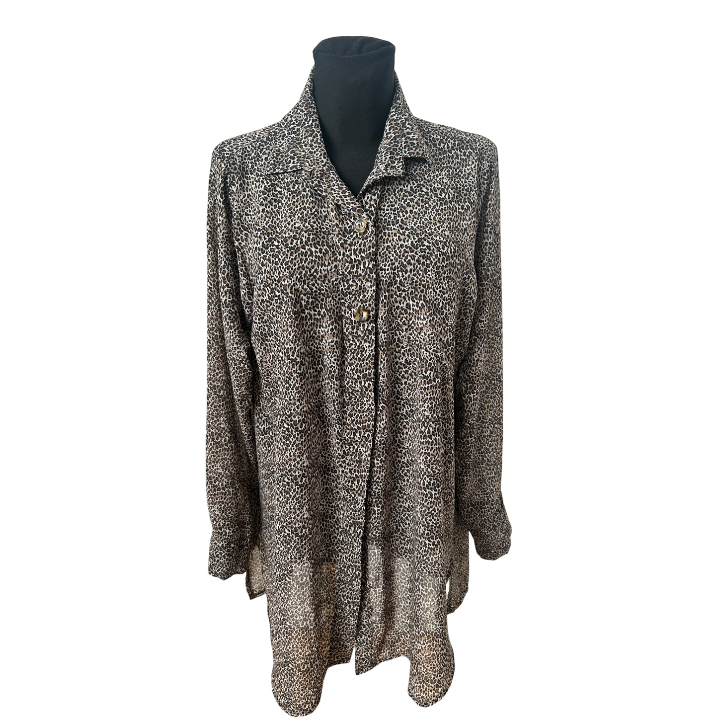 Cobra Bluse Damen Gr 48 Leo Muster Lang Viskose Made Germany Elegant