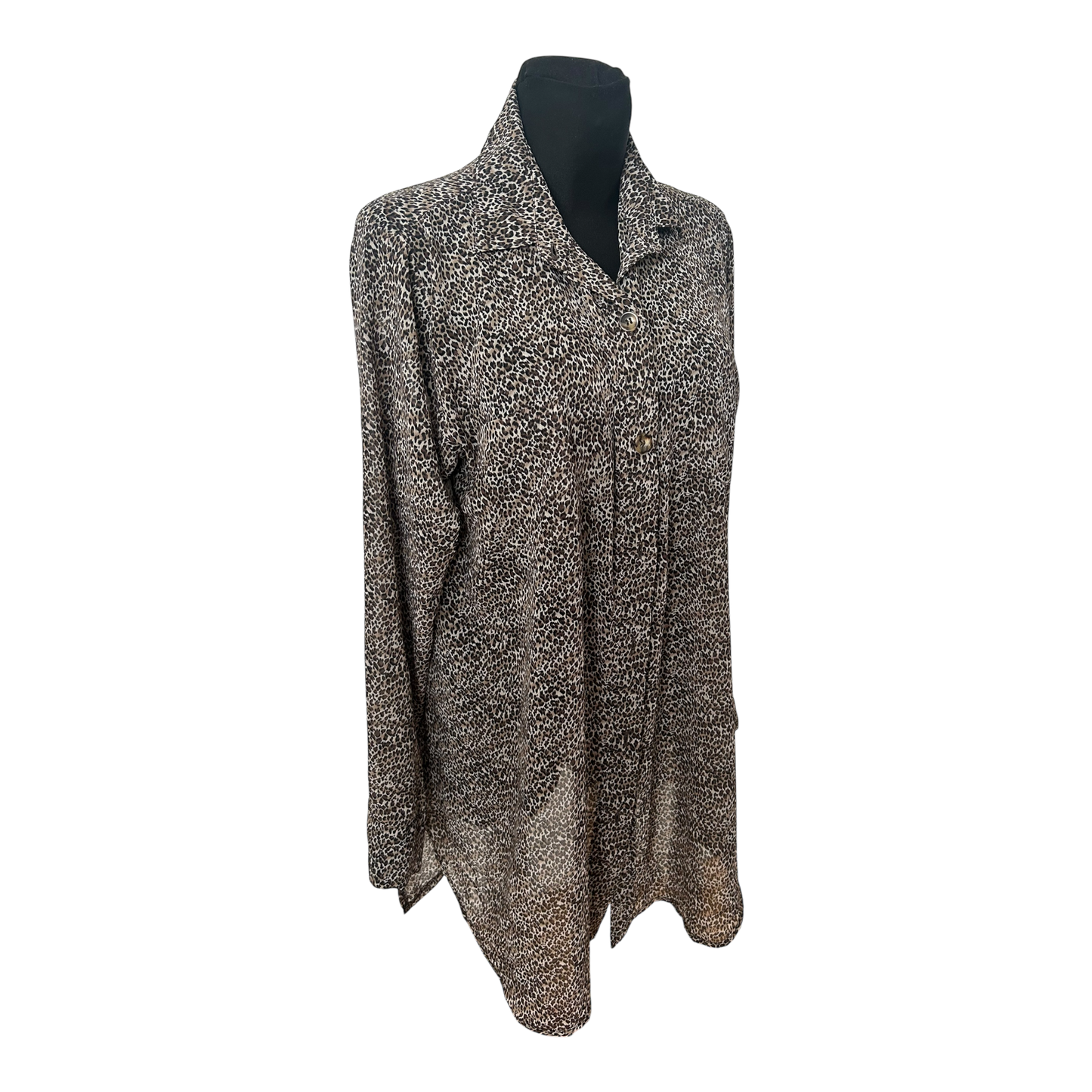 Cobra Bluse Damen Gr 48 Leo Muster Lang Viskose Made Germany Elegant