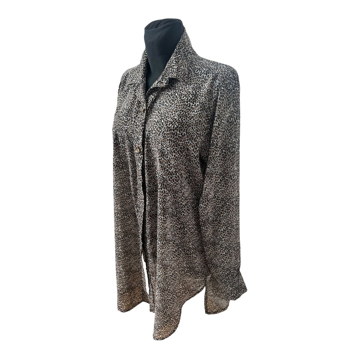 Cobra Bluse Damen Gr 48 Leo Muster Lang Viskose Made Germany Elegant