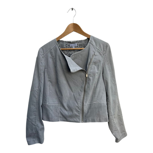 Gina Laura Damen Jacke Gr M Grau Baumwolle Polyester Elasthan Reißverschluss Chic