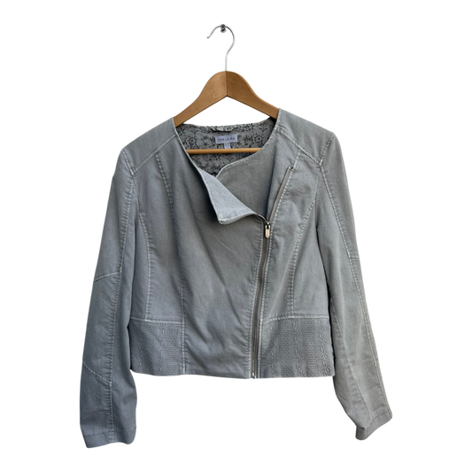 Gina Laura Damen Jacke Gr M Grau Baumwolle Polyester Elasthan Reißverschluss Chic