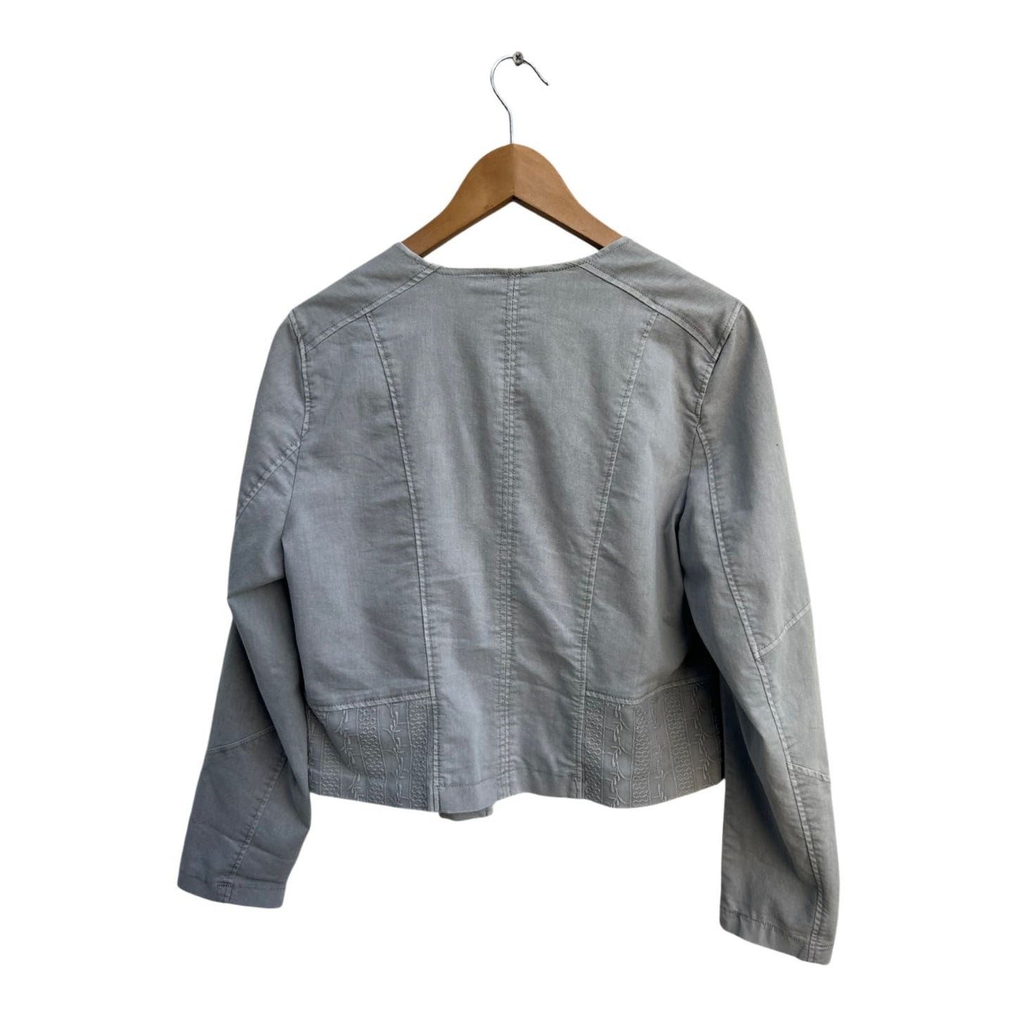 Gina Laura Damen Jacke Gr M Grau Baumwolle Polyester Elasthan Reißverschluss Chic