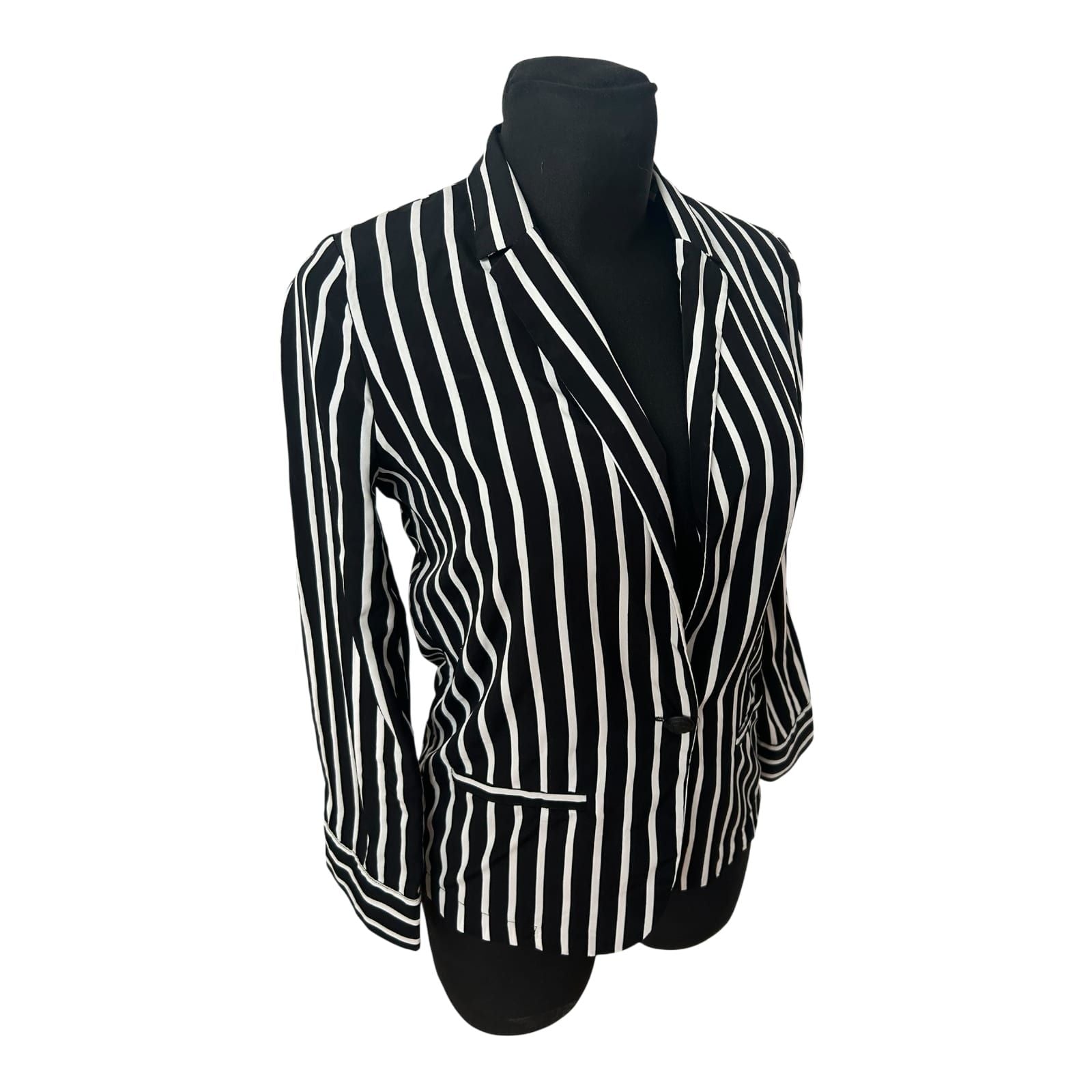 Pimkie Bluse Damen Gr 34 Schwarz Weiss Gestreift Leicht Sommer Elegant Chic