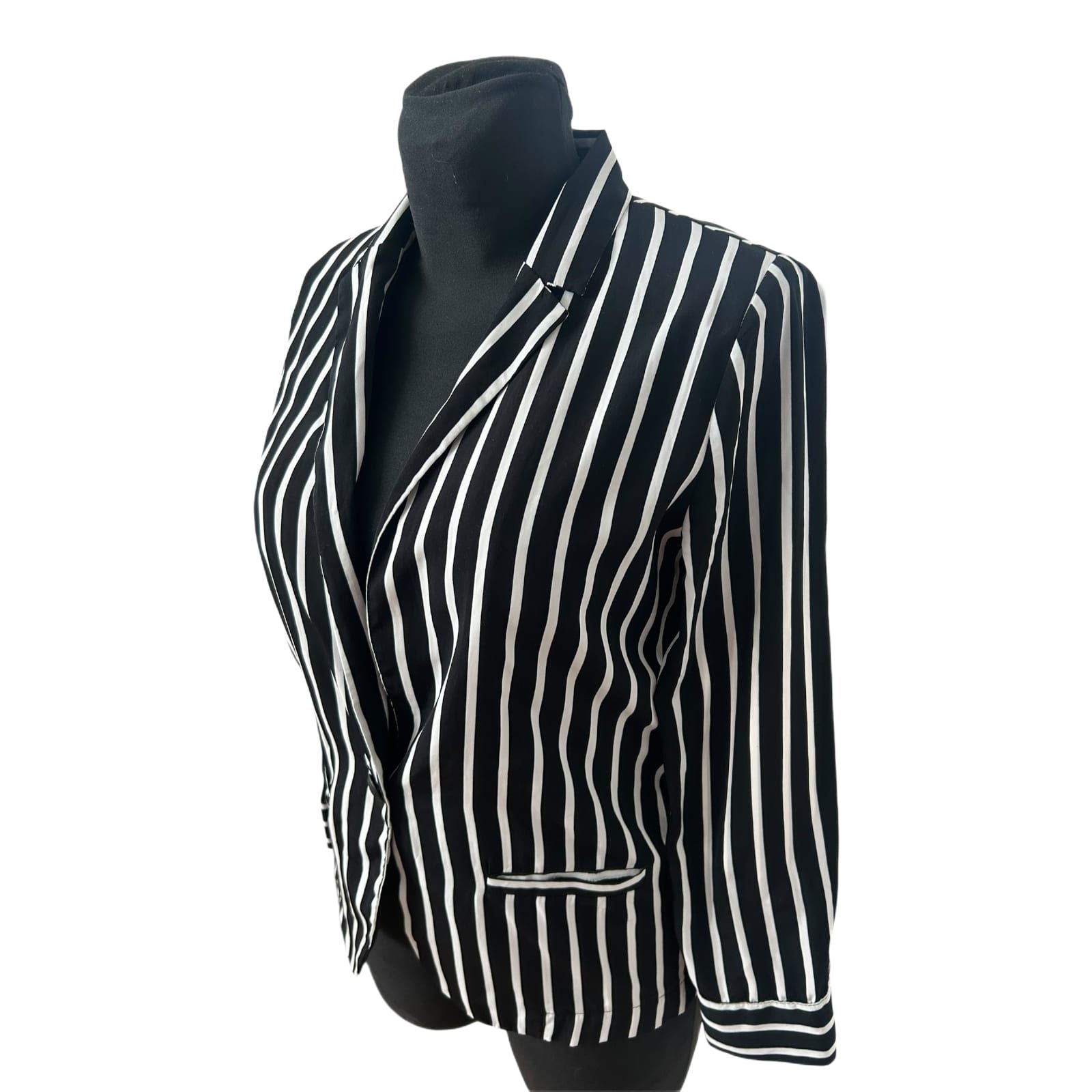 Pimkie Bluse Damen Gr 34 Schwarz Weiss Gestreift Leicht Sommer Elegant Chic