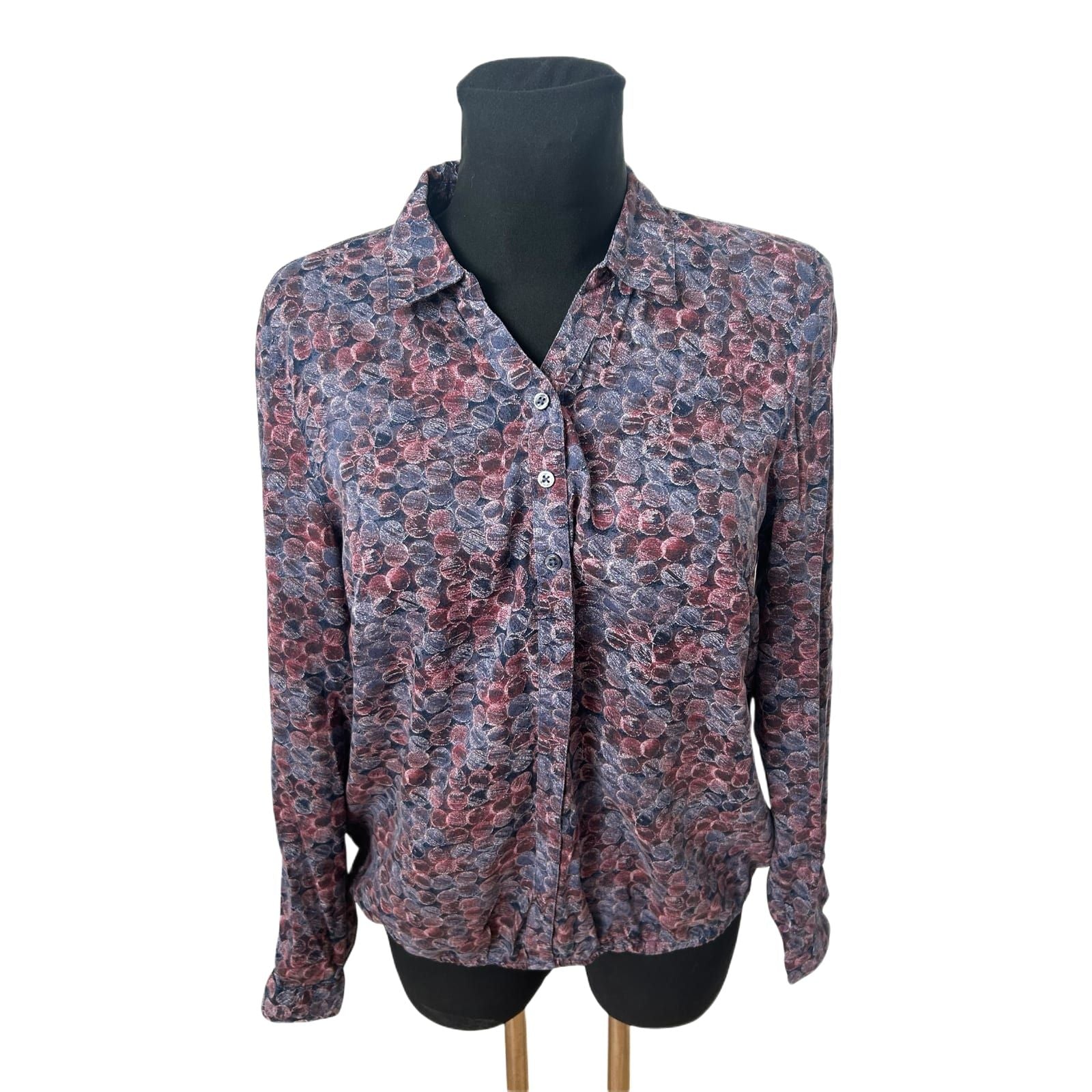 Bonita Bluse Damen Gr 40 Violett Gepunktet Modal Langarm Krempelarm