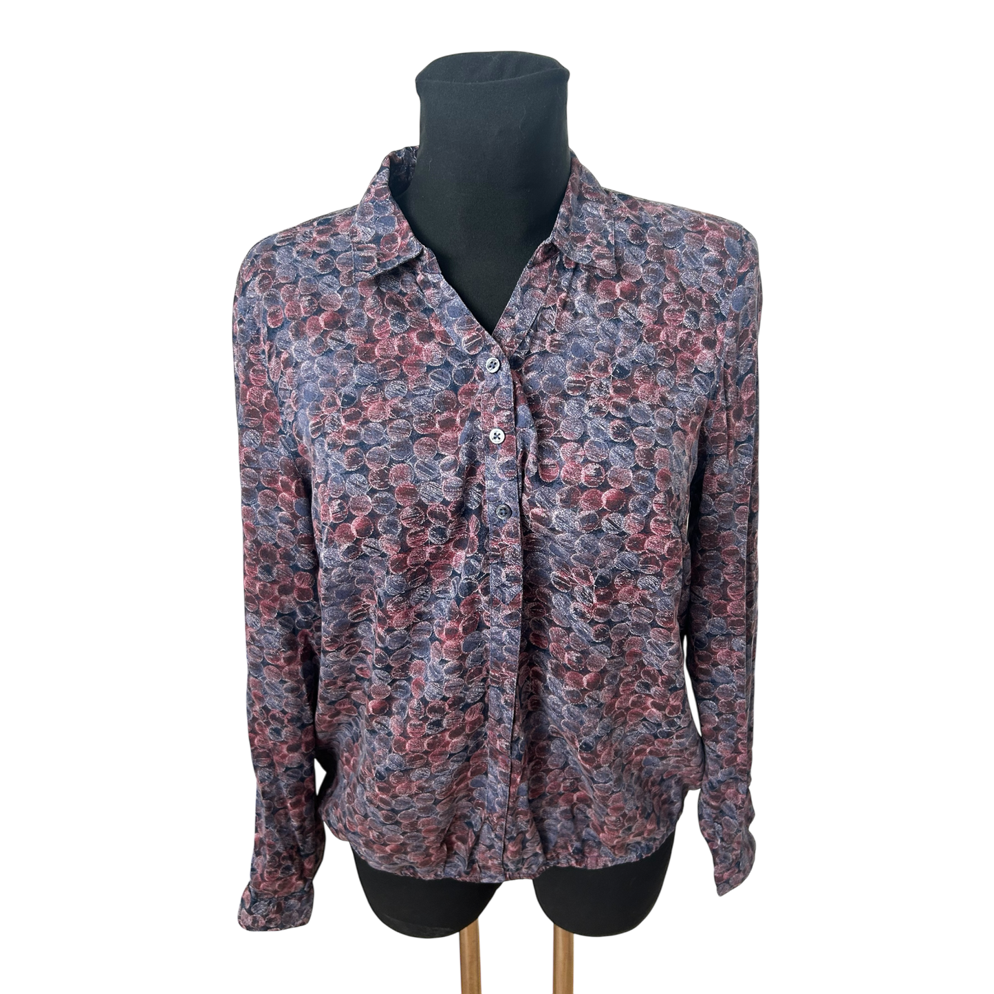 Bonita Bluse Damen Gr 40 Violett Gepunktet Modal Langarm Krempelarm