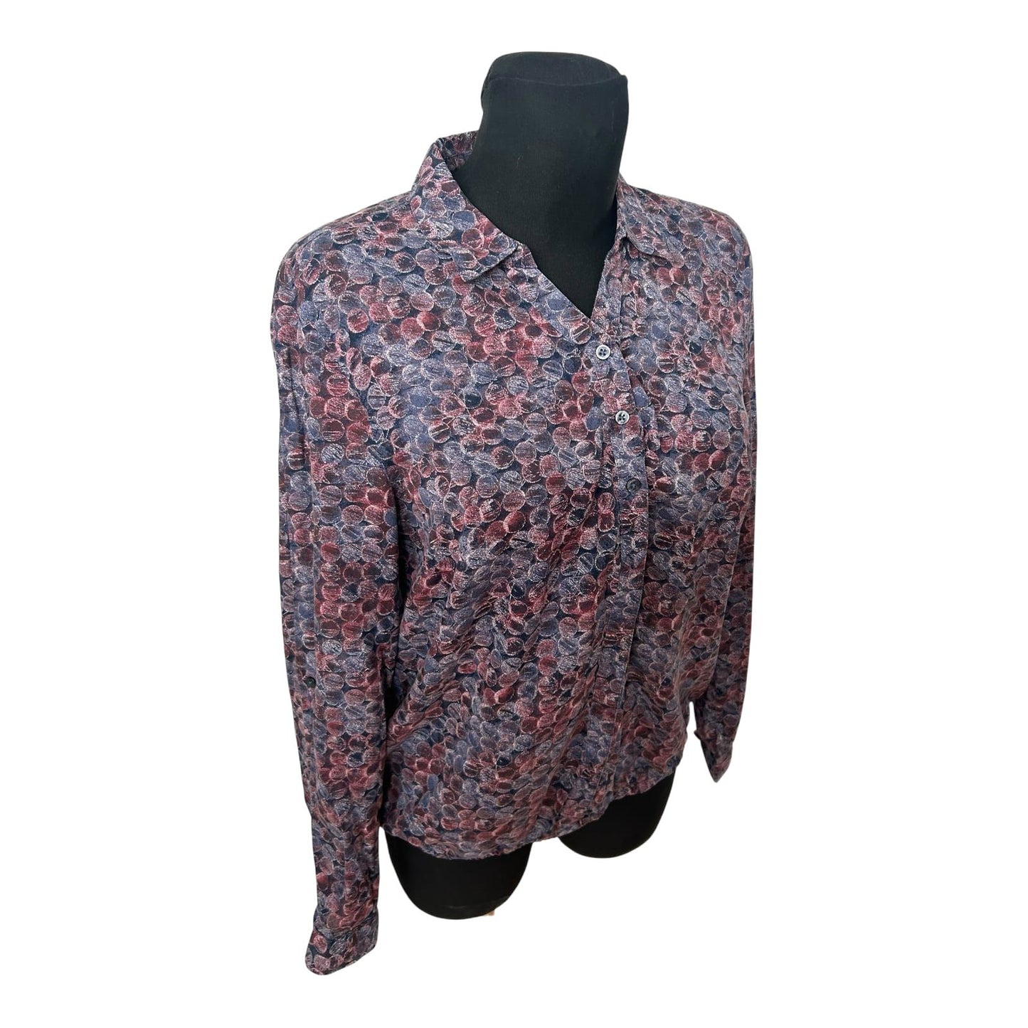 Bonita Bluse Damen Gr 40 Violett Gepunktet Modal Langarm Krempelarm