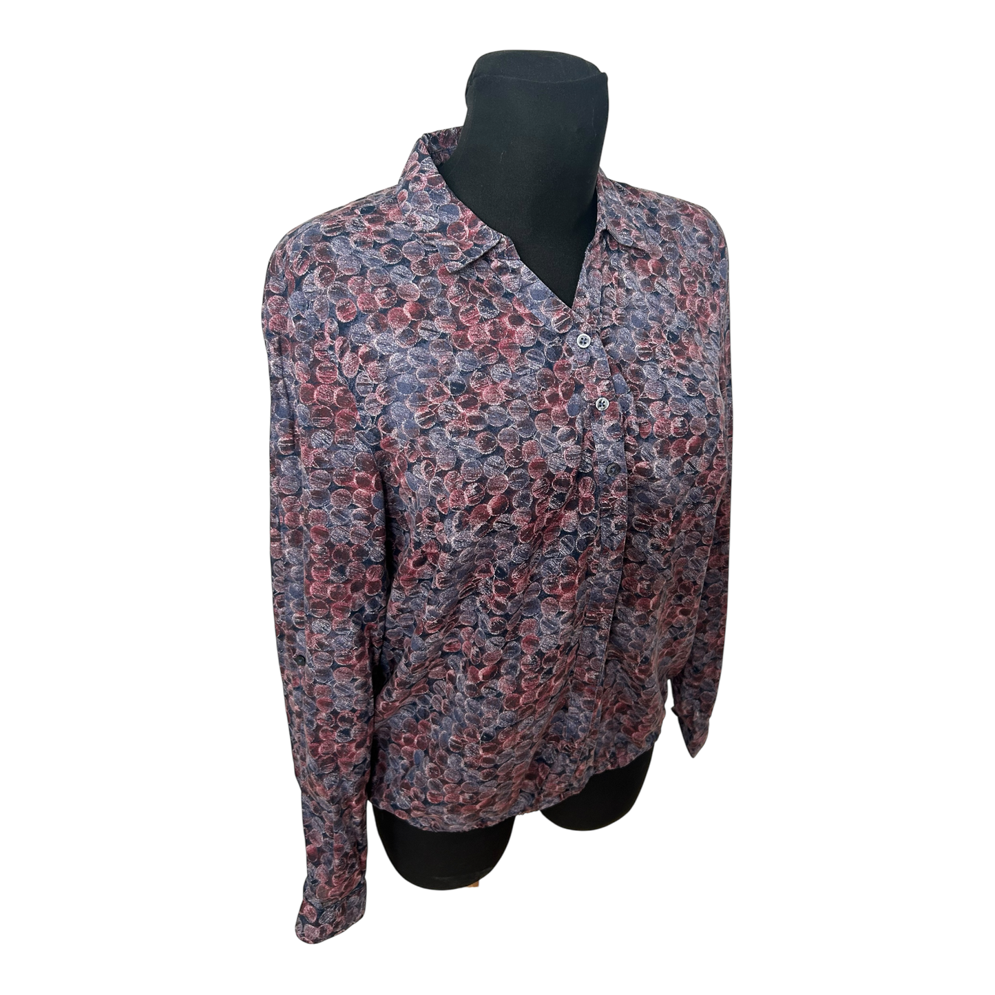 Bonita Bluse Damen Gr 40 Violett Gepunktet Modal Langarm Krempelarm