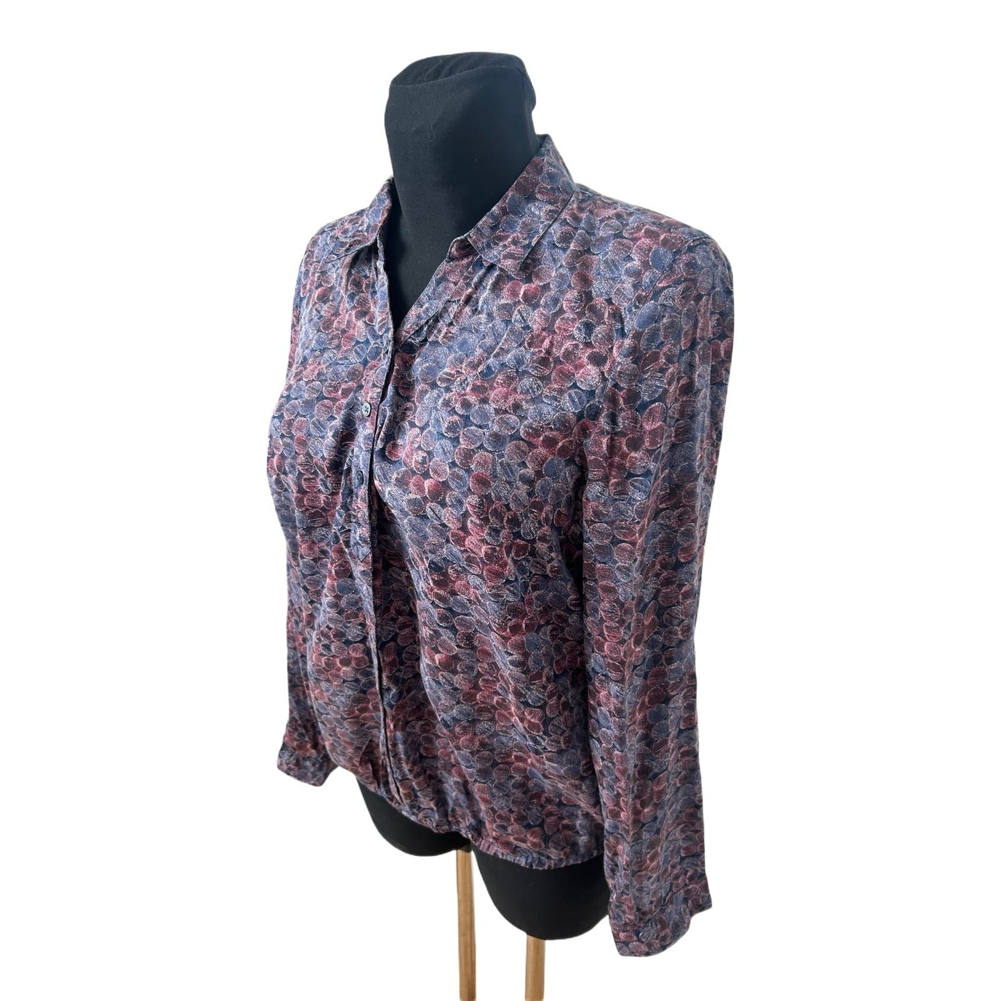 Bonita Bluse Damen Gr 40 Violett Gepunktet Modal Langarm Krempelarm