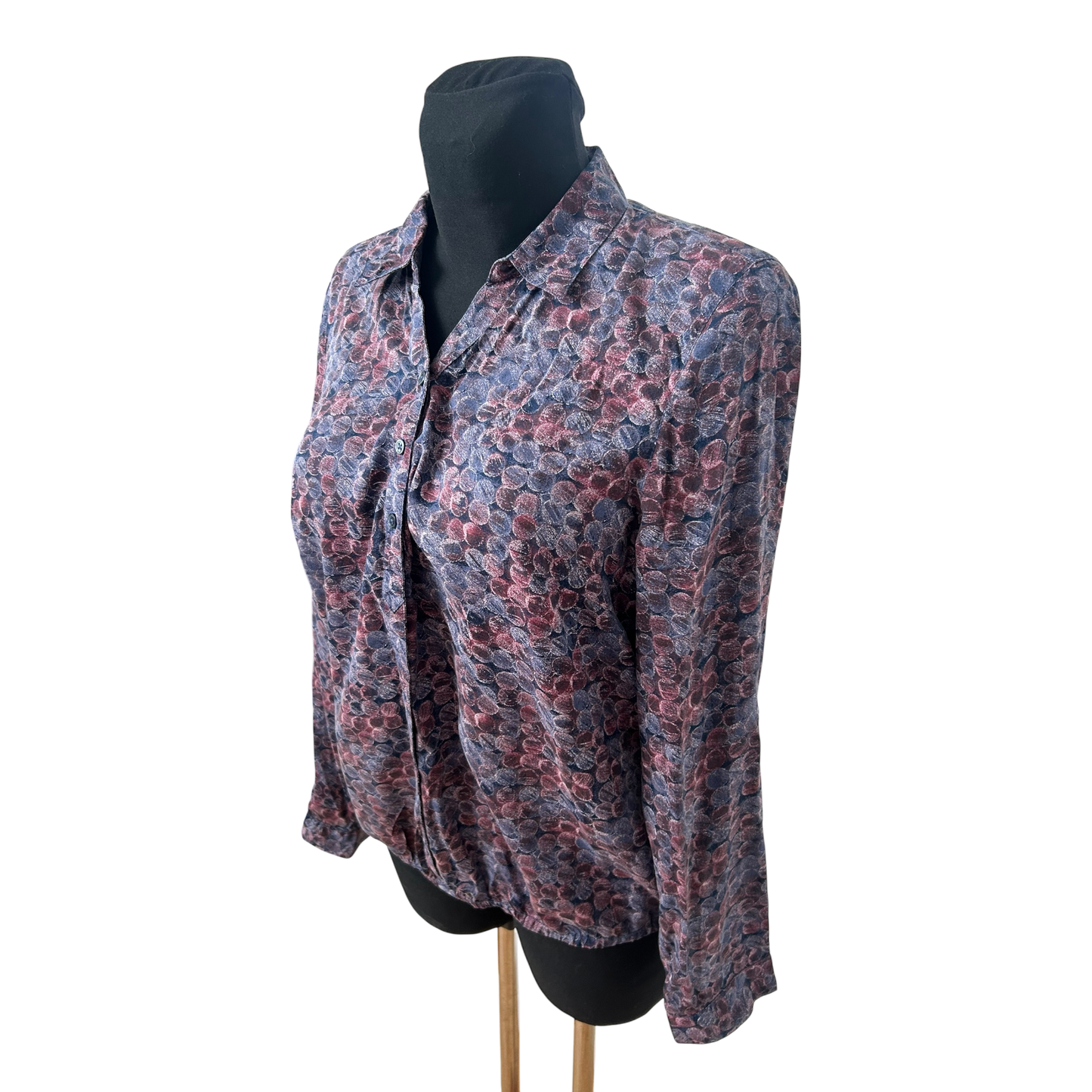 Bonita Bluse Damen Gr 40 Violett Gepunktet Modal Langarm Krempelarm