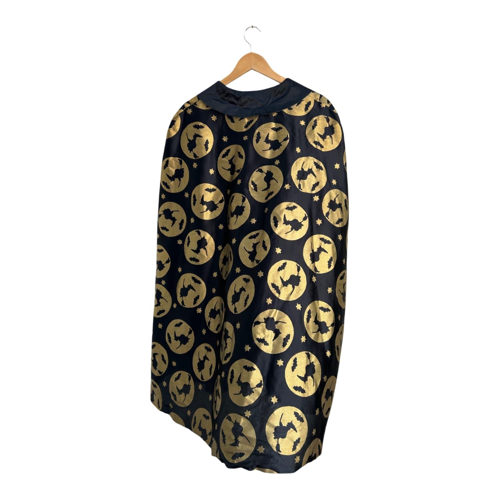 Hexen Kostüm Damen M Kleid Umhang Schwarz Gold 2 Teilig Karneval Halloween 3/4 Arm