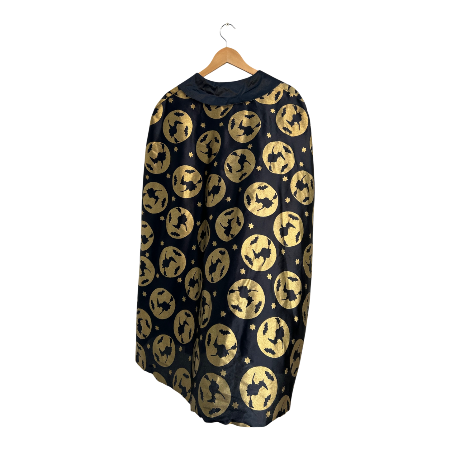 Hexen Kostüm Damen M Kleid Umhang Schwarz Gold 2 Teilig Karneval Halloween 3/4 Arm