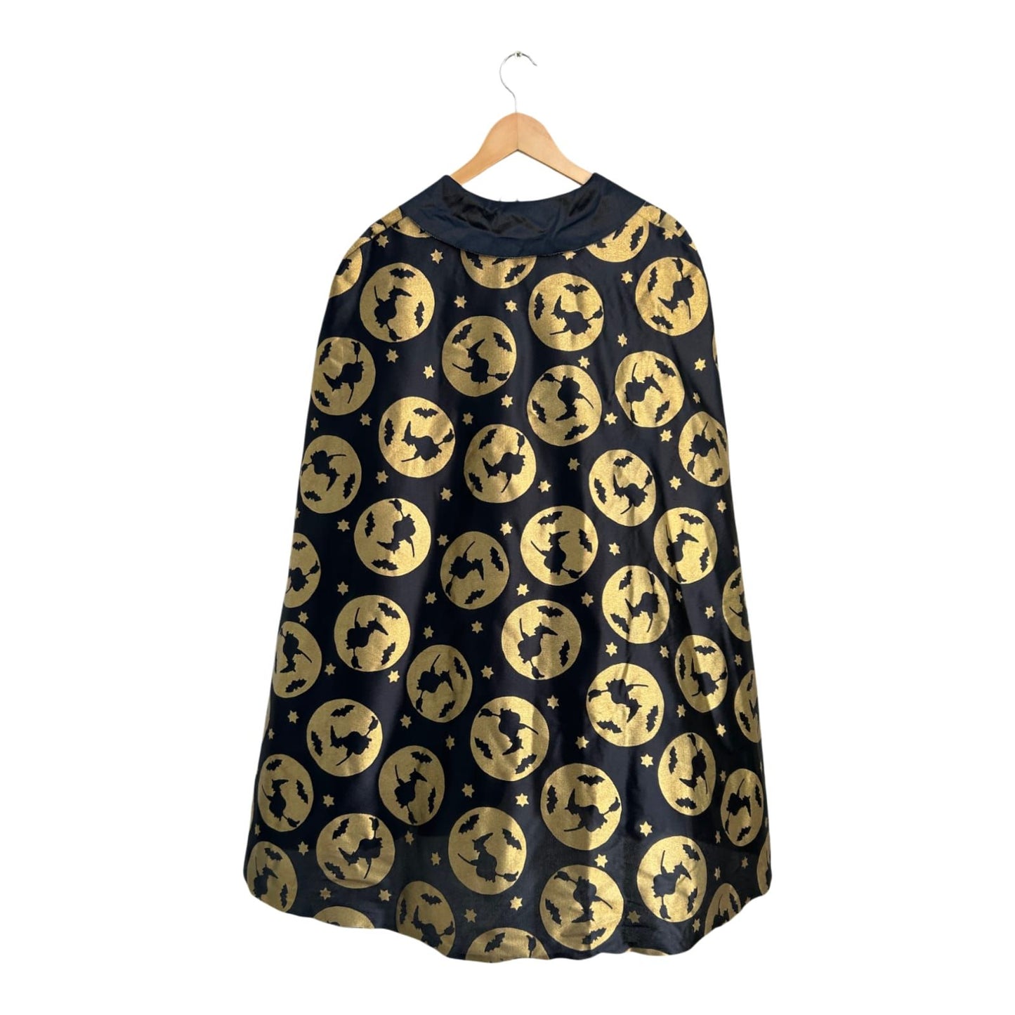 Hexen Kostüm Damen M Kleid Umhang Schwarz Gold 2 Teilig Karneval Halloween 3/4 Arm