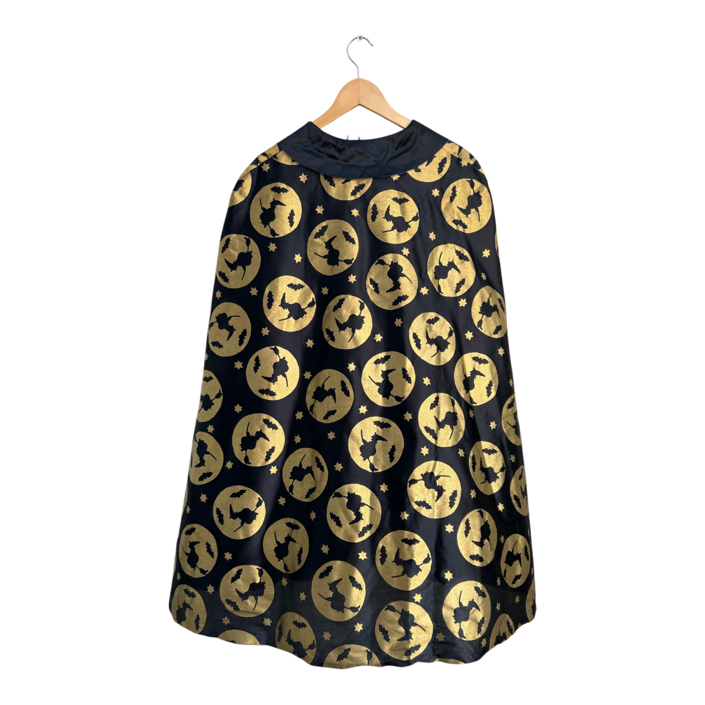 Hexen Kostüm Damen M Kleid Umhang Schwarz Gold 2 Teilig Karneval Halloween 3/4 Arm