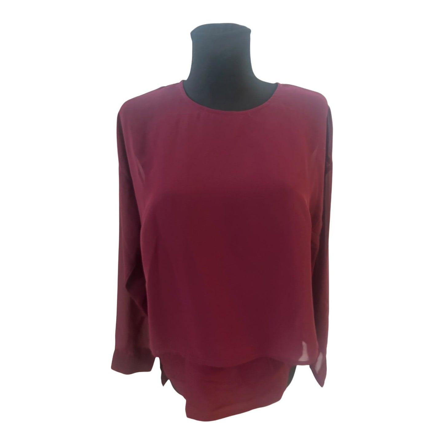 Best Connections Bluse Damen Gr 40 Bordeaux Transparent Elegant Kurzarm