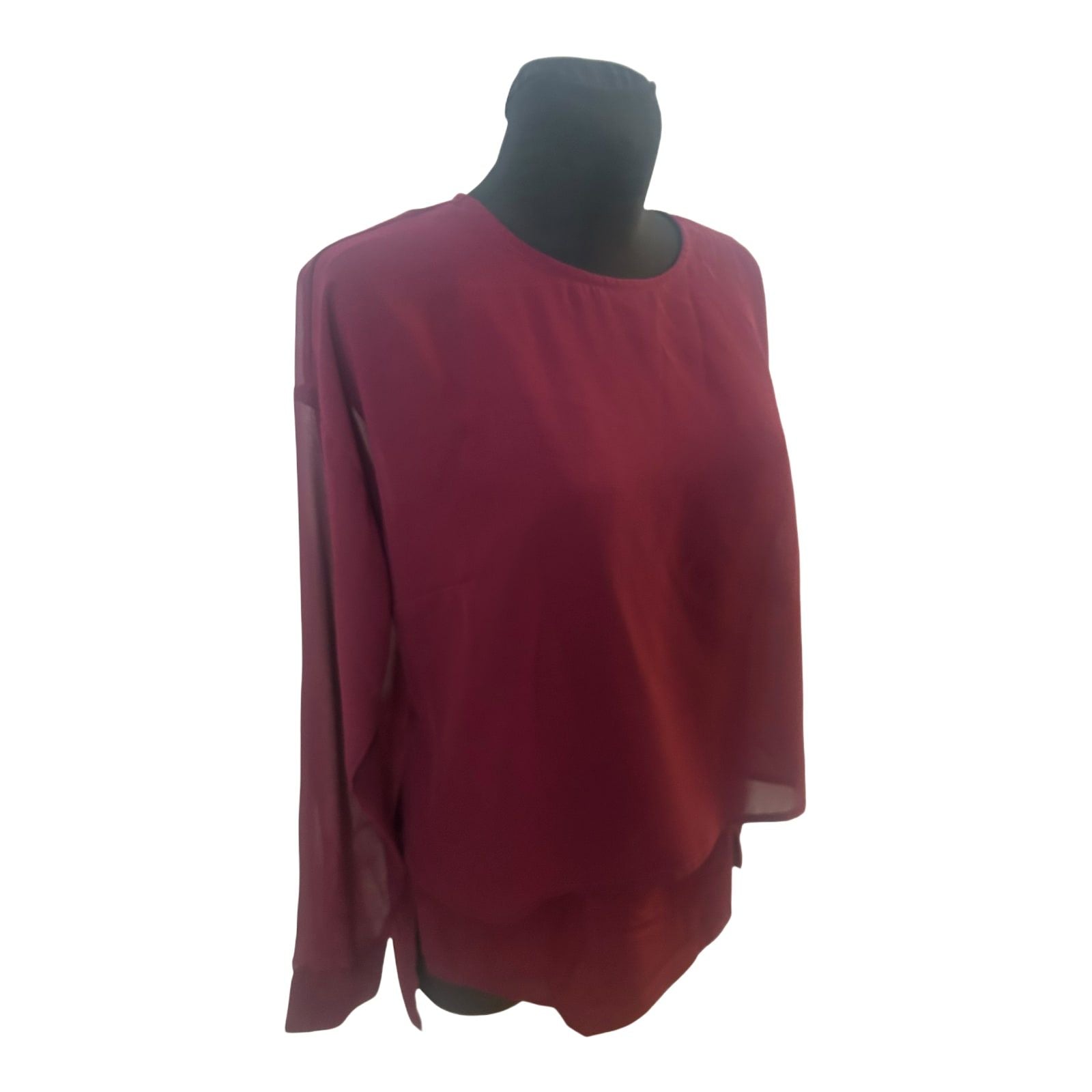 Best Connections Bluse Damen Gr 40 Bordeaux Transparent Elegant Kurzarm