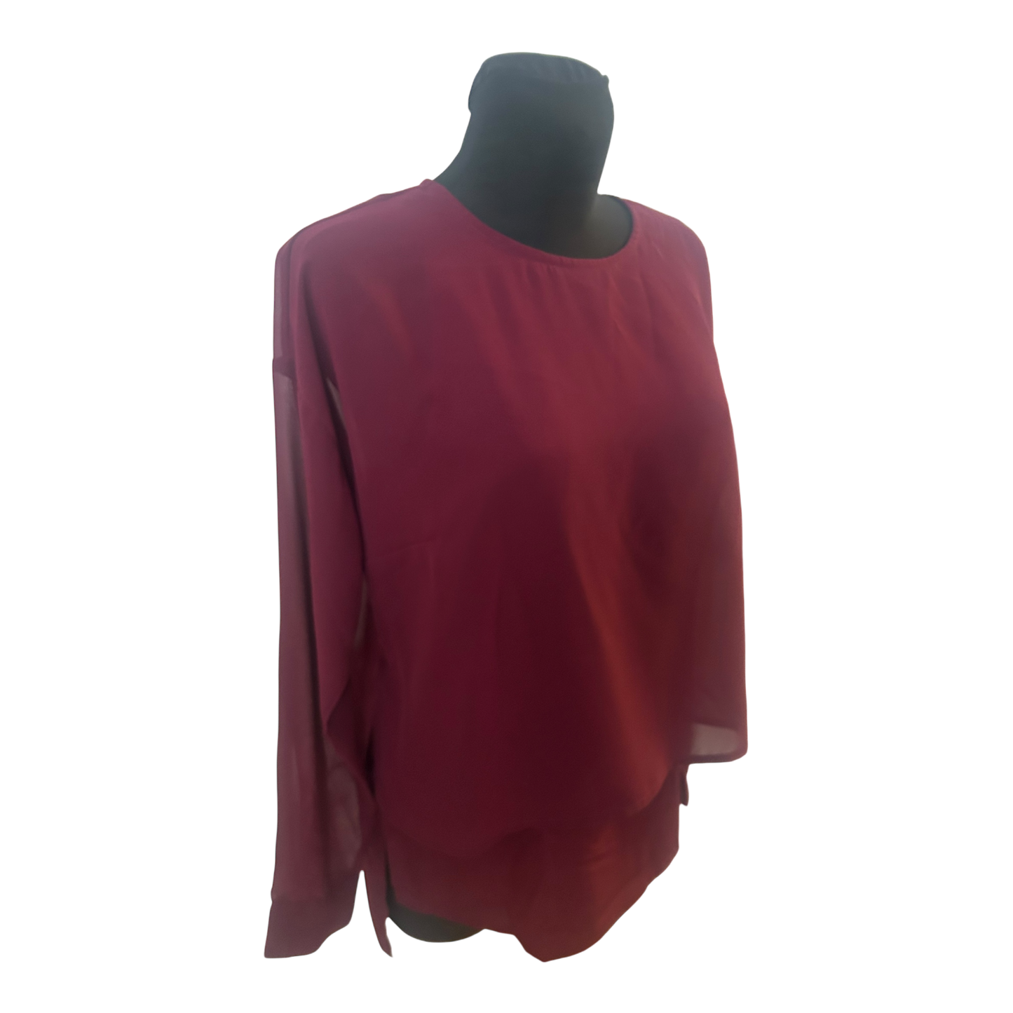 Best Connections Bluse Damen Gr 40 Bordeaux Transparent Elegant Kurzarm