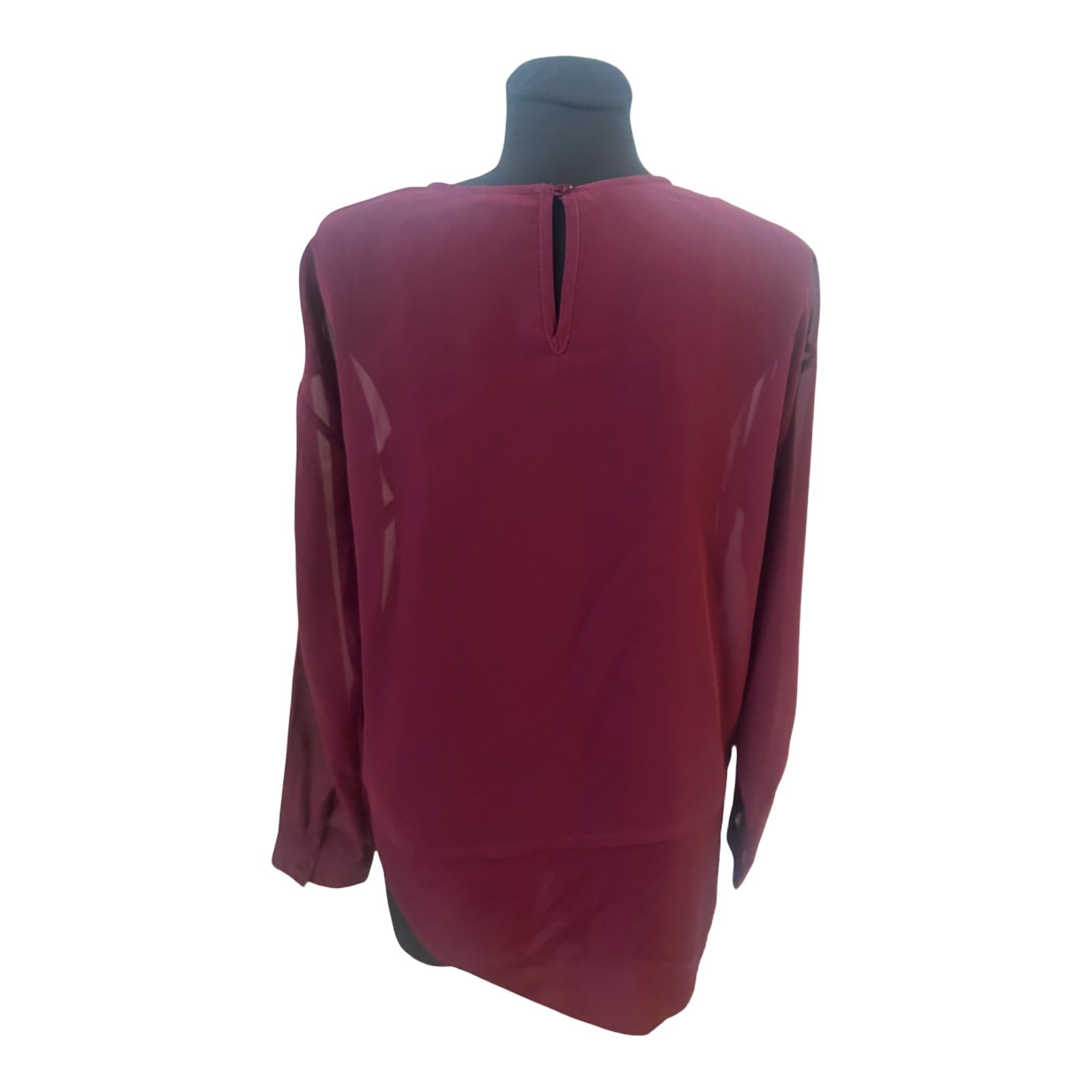 Best Connections Bluse Damen Gr 40 Bordeaux Transparent Elegant Kurzarm