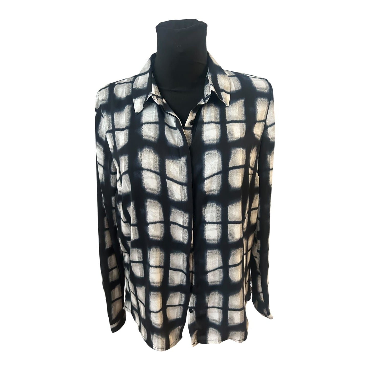 Broadway New York Bluse Damen Gr M Dunkelblau Weiss Muster Langarm