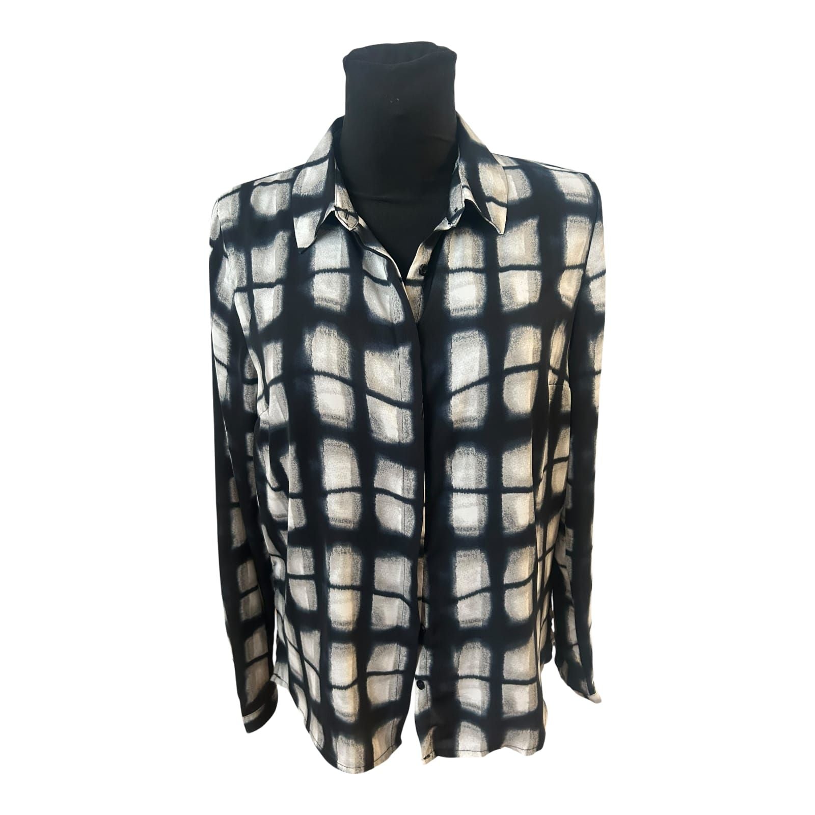 Broadway New York Bluse Damen Gr M Dunkelblau Weiss Muster Langarm