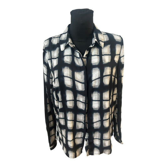 Broadway New York Bluse Damen Gr M Dunkelblau Weiss Muster Langarm