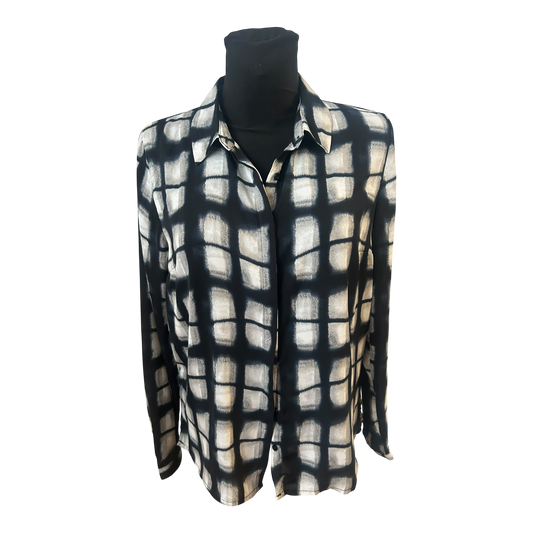 Broadway New York Bluse Damen Gr M Dunkelblau Weiss Muster Langarm