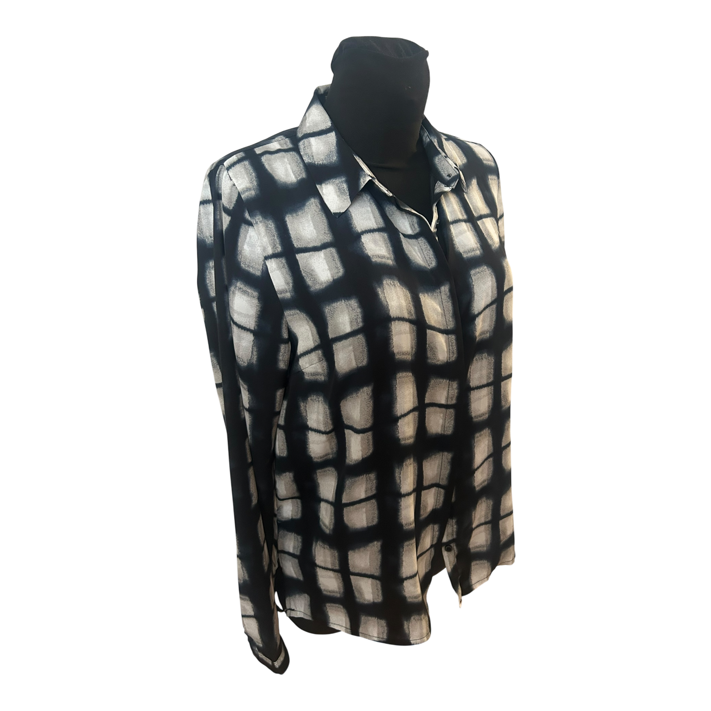 Broadway New York Bluse Damen Gr M Dunkelblau Weiss Muster Langarm