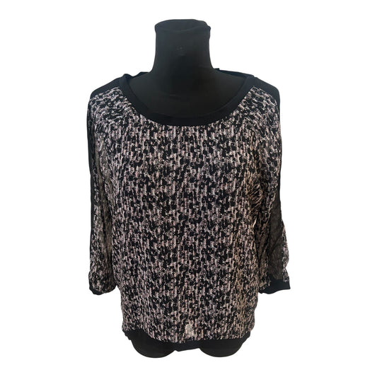 Gina Damen Bluse Transparent Schwarz Rosa Muster Gr 40 Modern Elegant