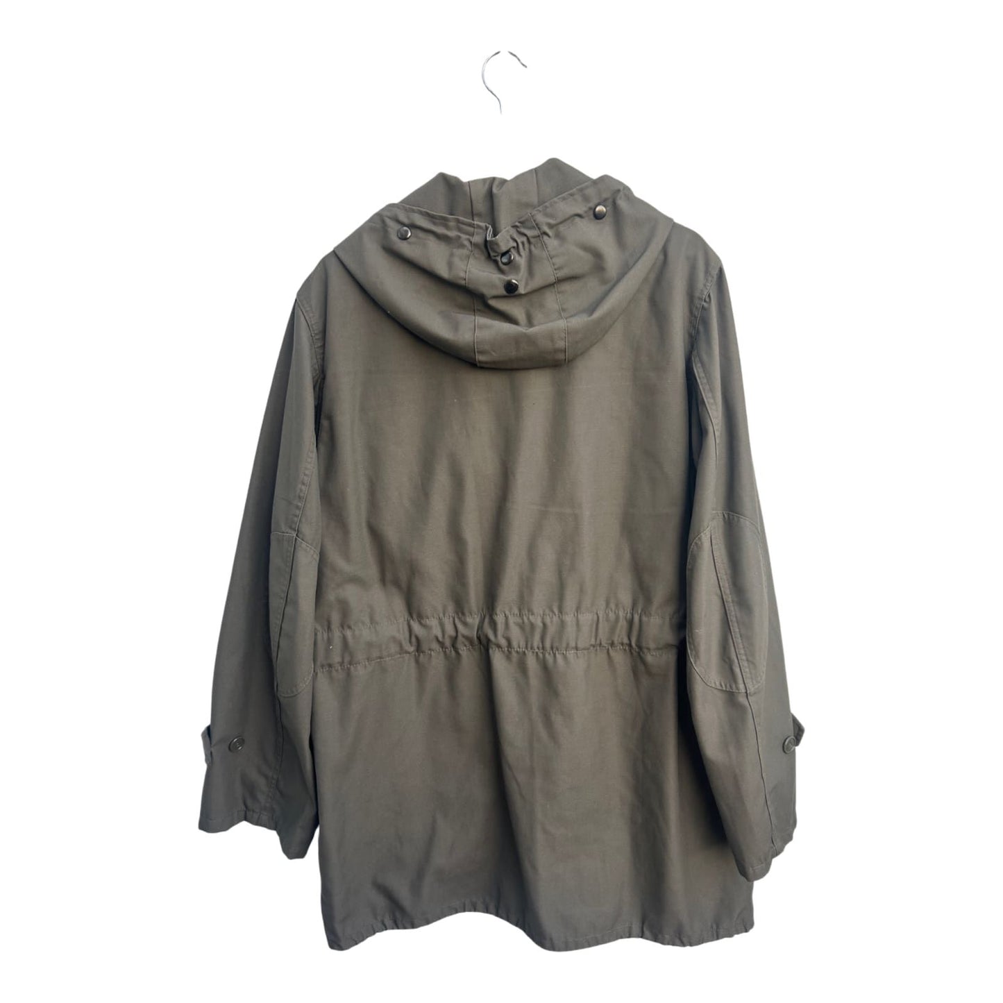Herren Parka Gr 54 Khaki ungefüttert Baumwolle Freizeit Jacke Kapuze Tunnelzug