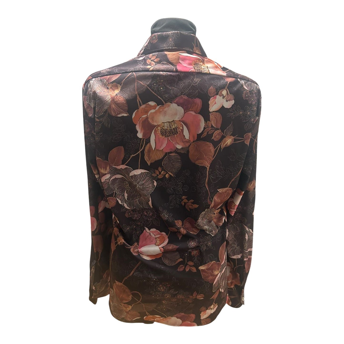 Herzog Bluse Damen Gr M Schwarz Floral Vintage Retro Stretch Elegant