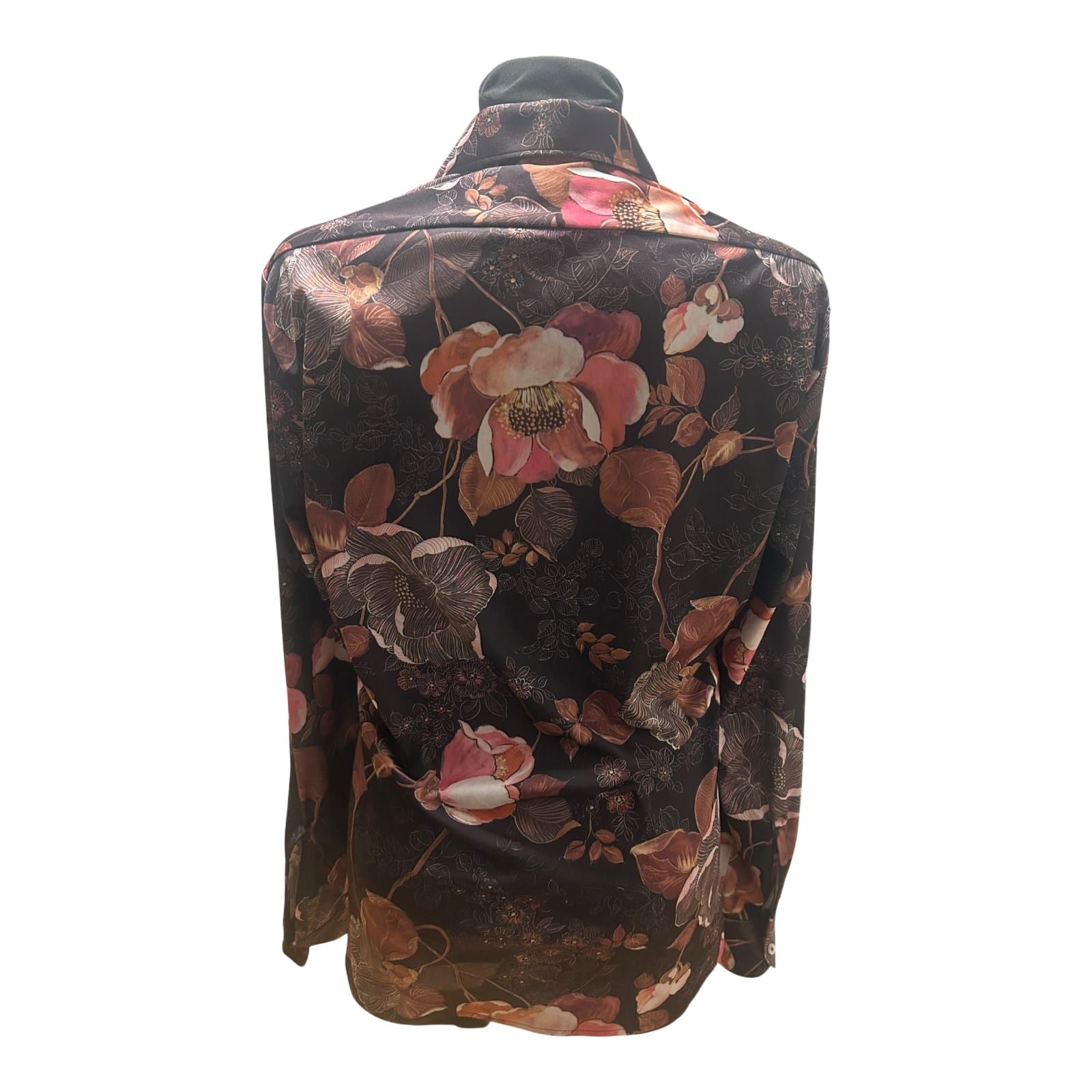 Herzog Bluse Damen Gr M Schwarz Floral Vintage Retro Stretch Elegant