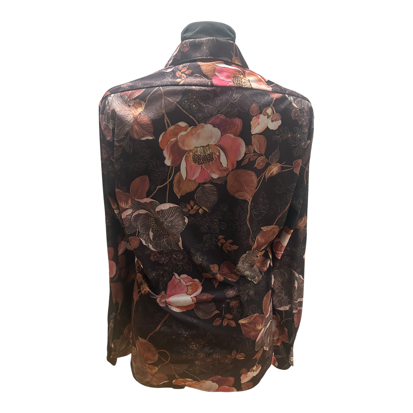 Herzog Bluse Damen Gr M Schwarz Floral Vintage Retro Stretch Elegant