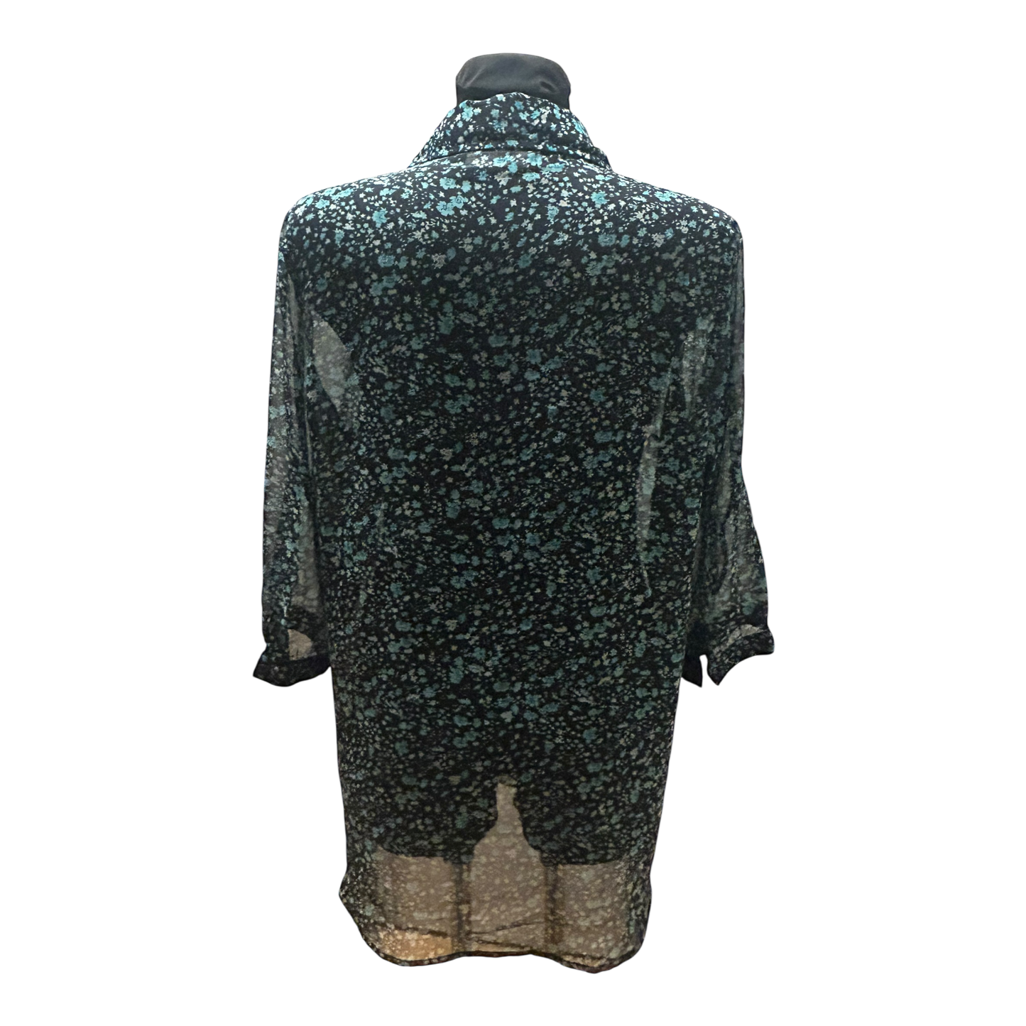 Gina Benotti Bluse Damen Gr L Schwarz Grün Transparent Floral Oversize