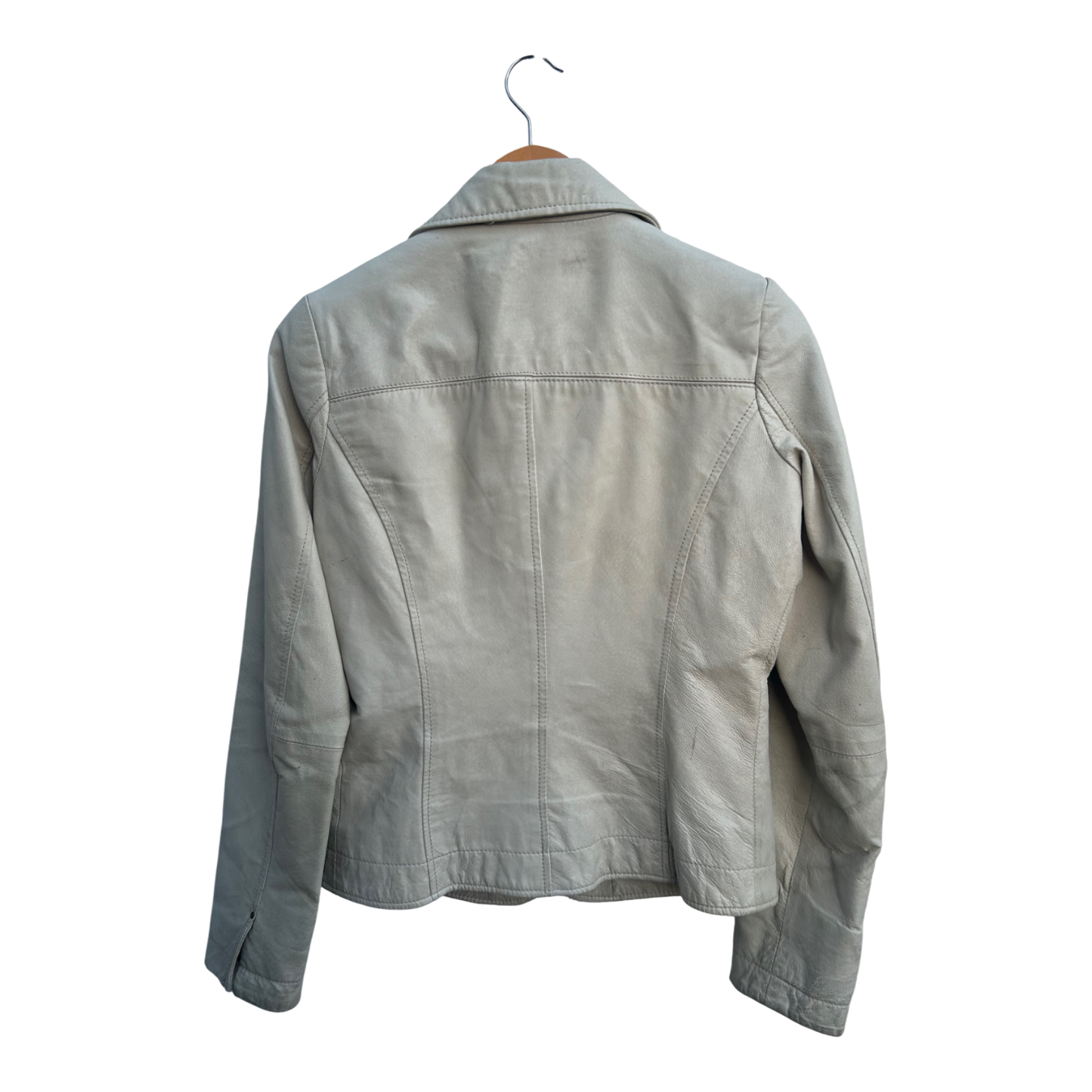 Damen Lederjacke Gr 36 Beige Echtleder Blazerstil Kurzjacke Vintage klassisch