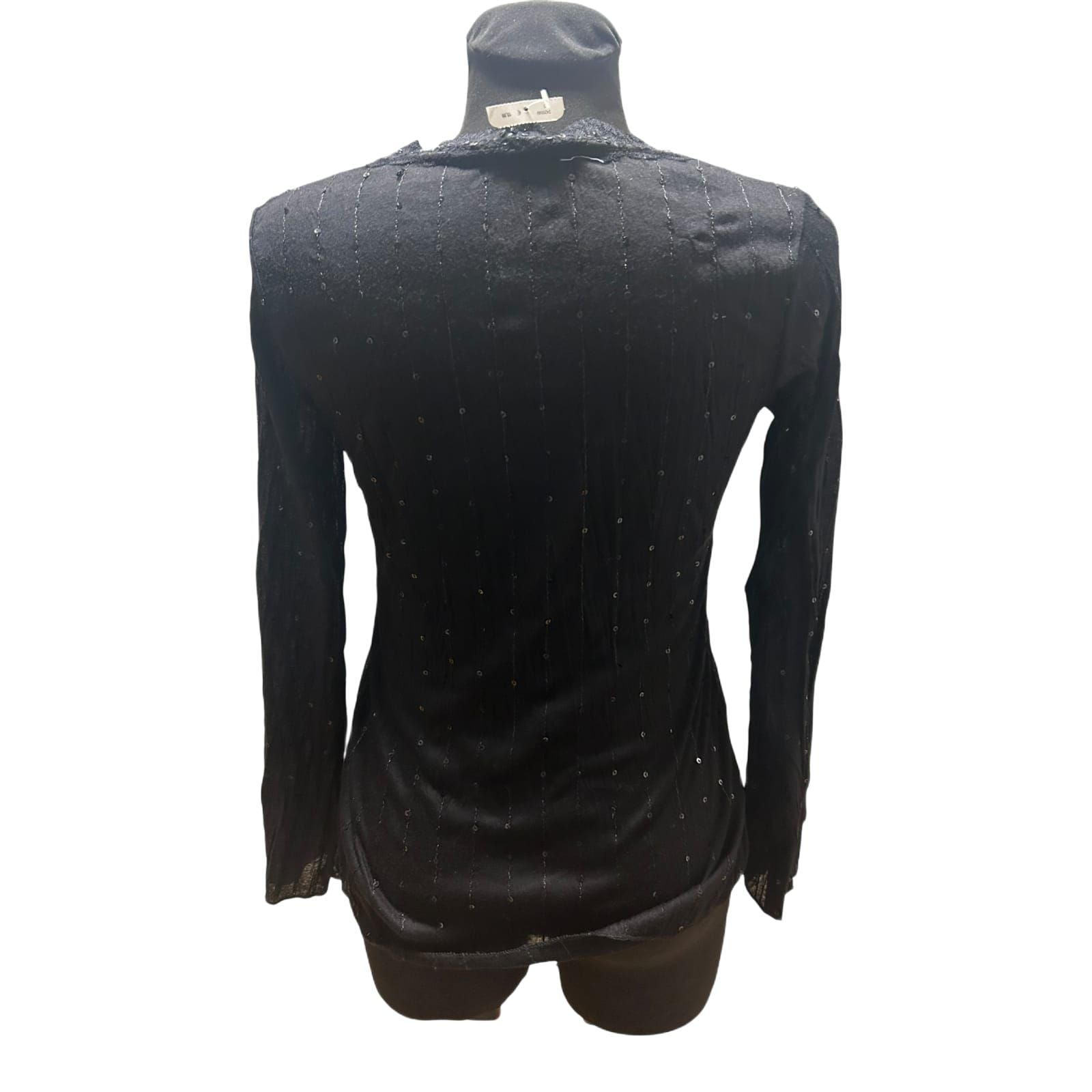 Jennifer Taylor Bluse Damen Gr L Schwarz Pailletten Stretch Elegant Chic NEU