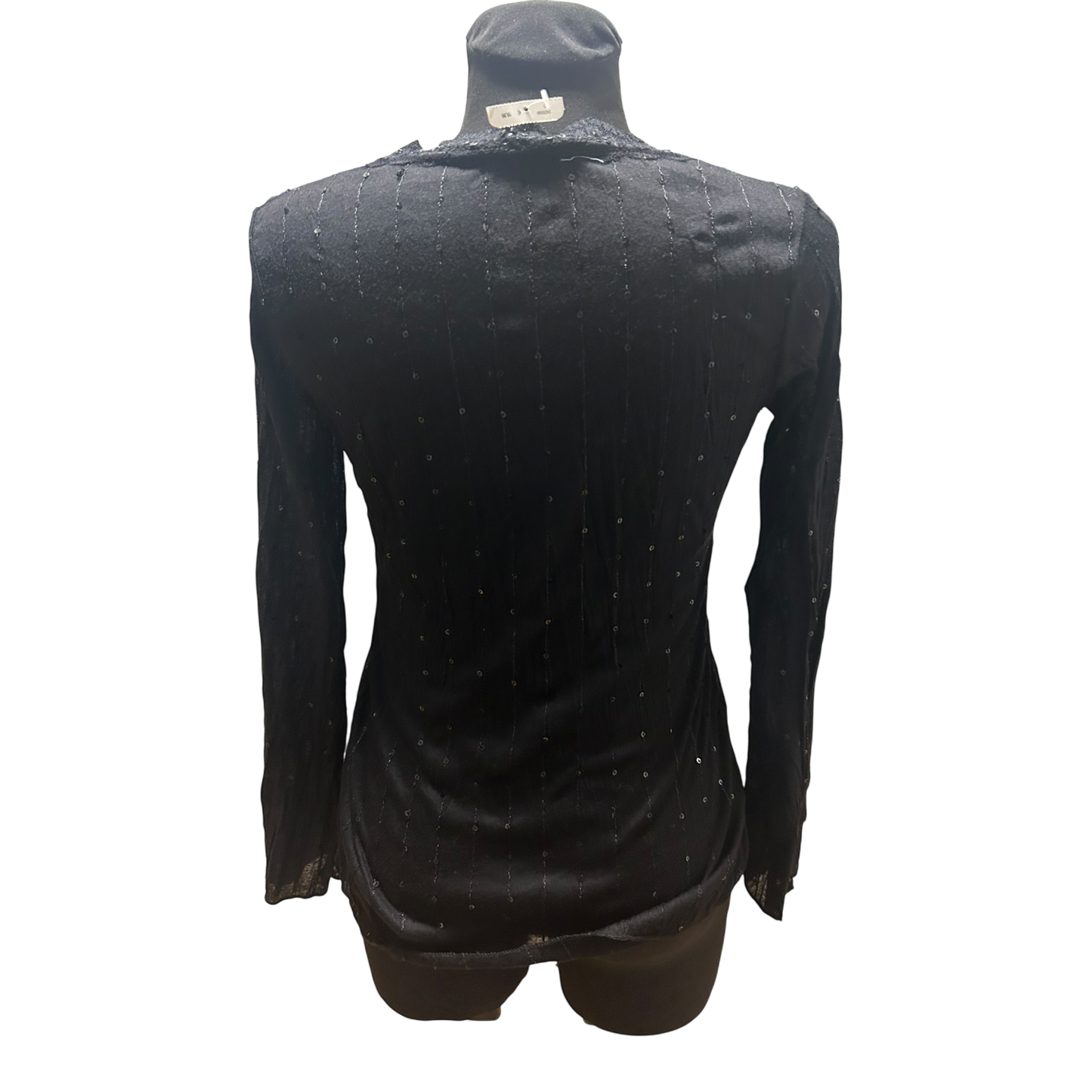 Jennifer Taylor Bluse Damen Gr L Schwarz Pailletten Stretch Elegant Chic NEU