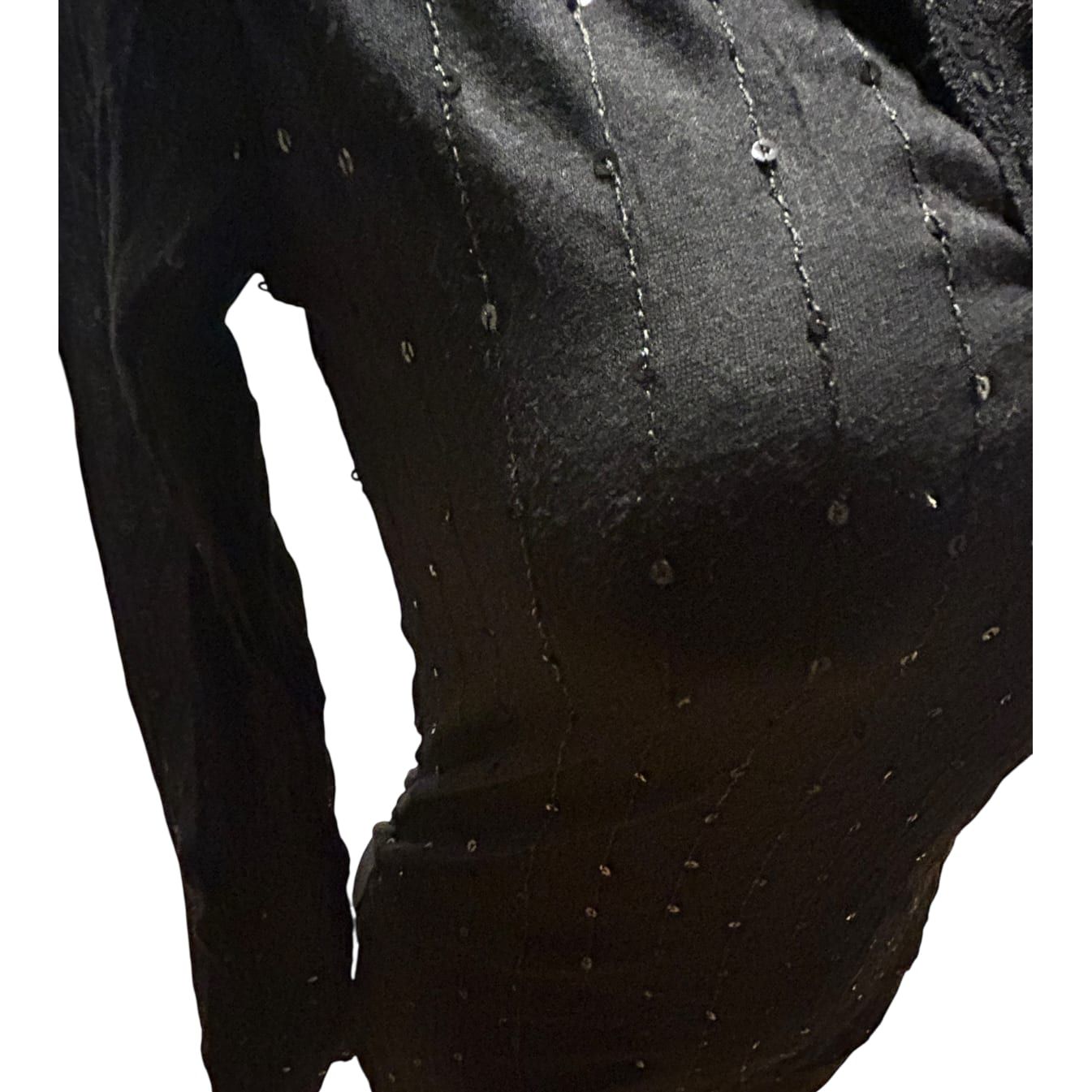 Jennifer Taylor Bluse Damen Gr L Schwarz Pailletten Stretch Elegant Chic NEU