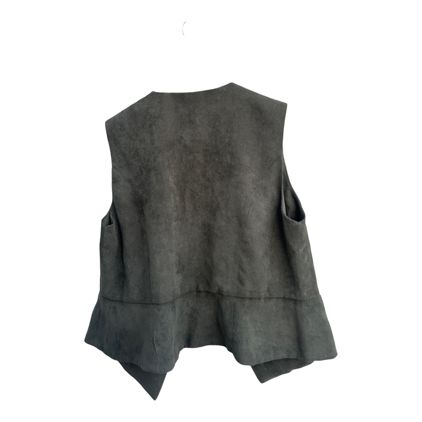 Gina Laura Weste Damen Gr M Grau Veloursoptik Elegant Wasserfallkragen Freizeit