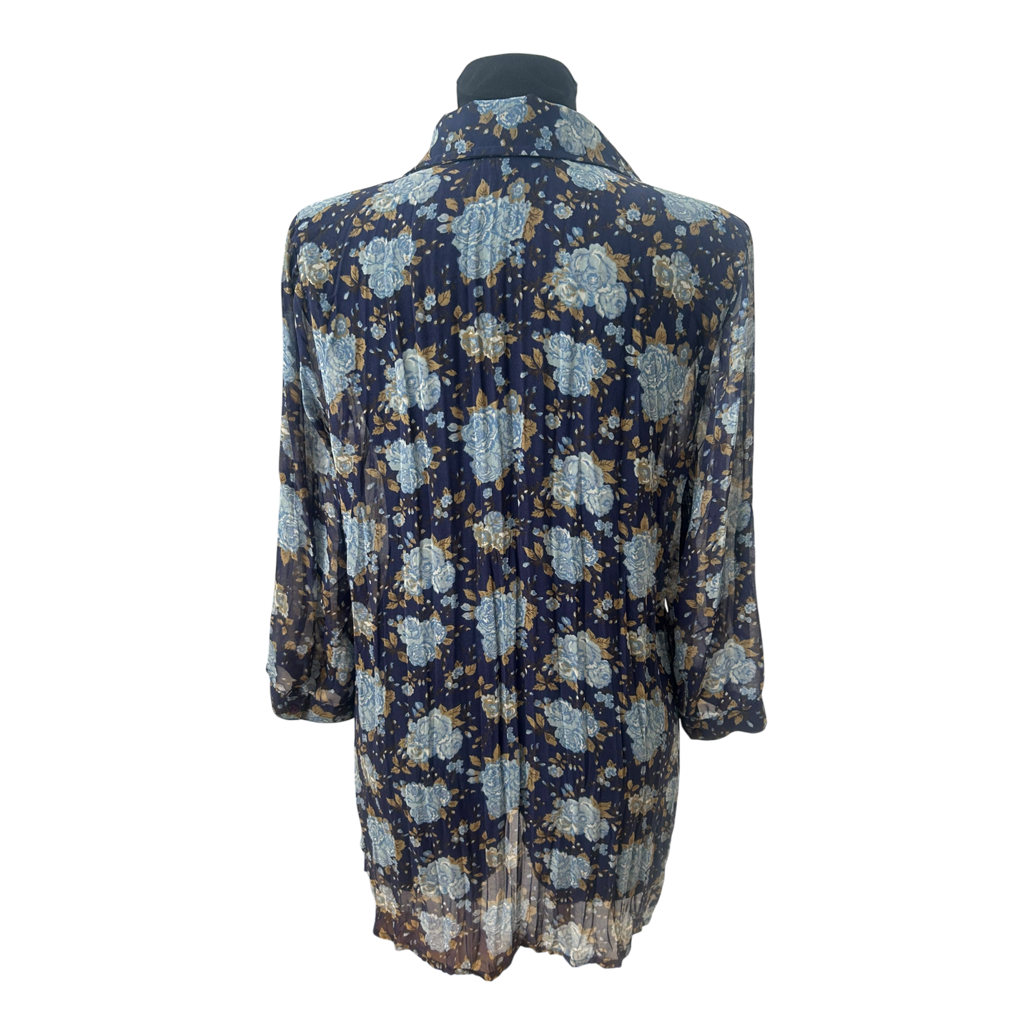 Gina Benotti Bluse Damen Gr M Dunkelblau Blumen Print Casual Feminin Klassisch