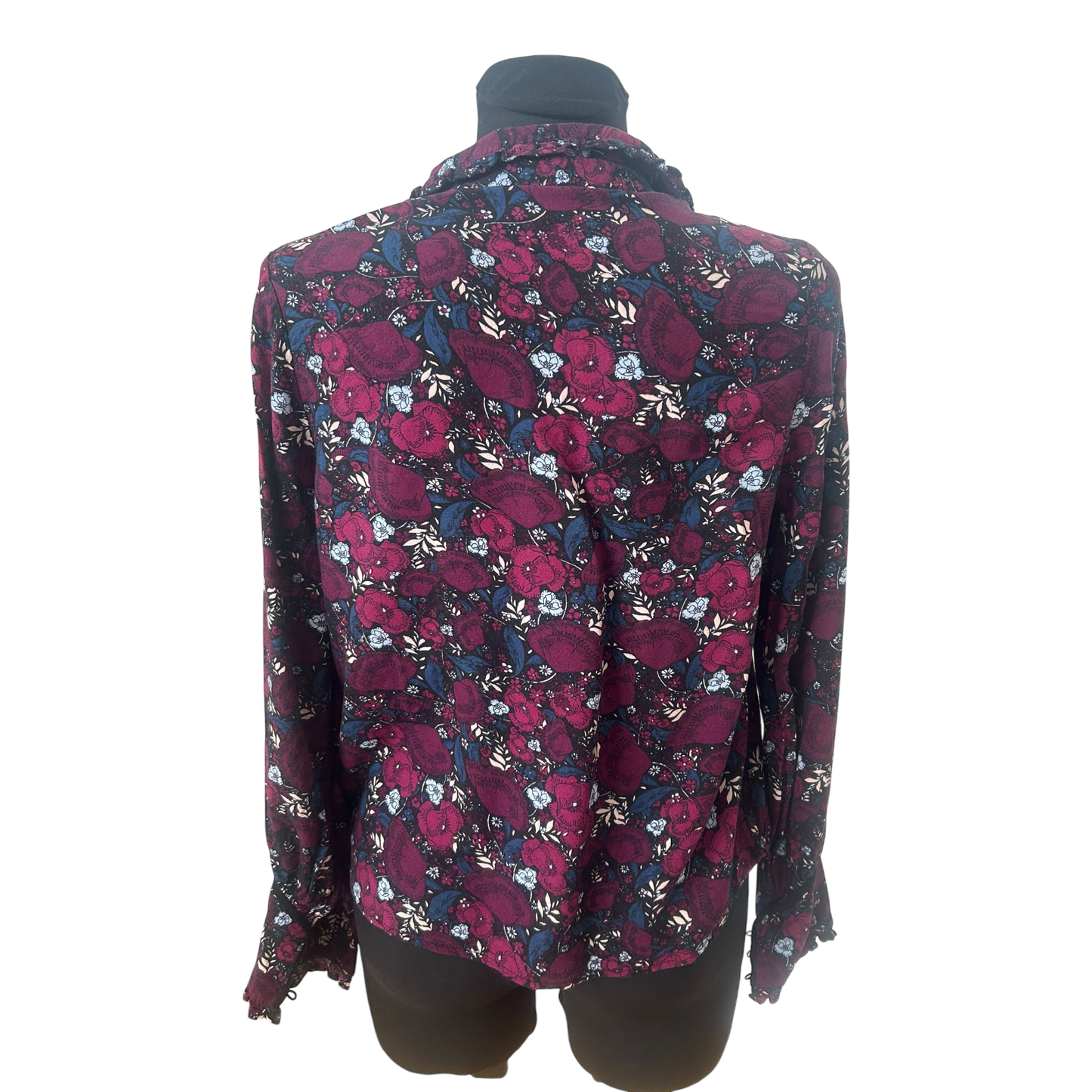 Clockhouse Bluse Damen Gr 36 Violett Blumen Viskose Leicht Verspielt Sommer Look