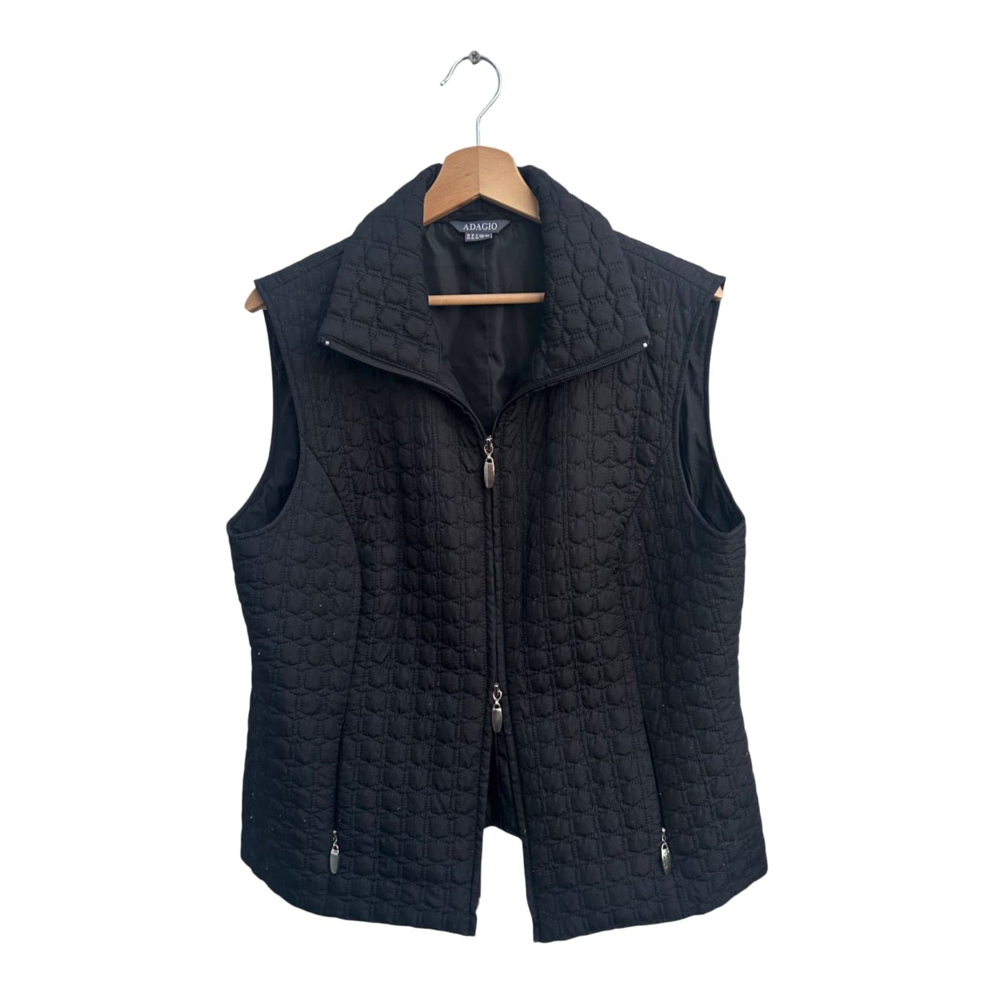 Adagio Weste Damen Gr 44 Schwarz Steppweste Zipper Elegant Poly Übergangszeit