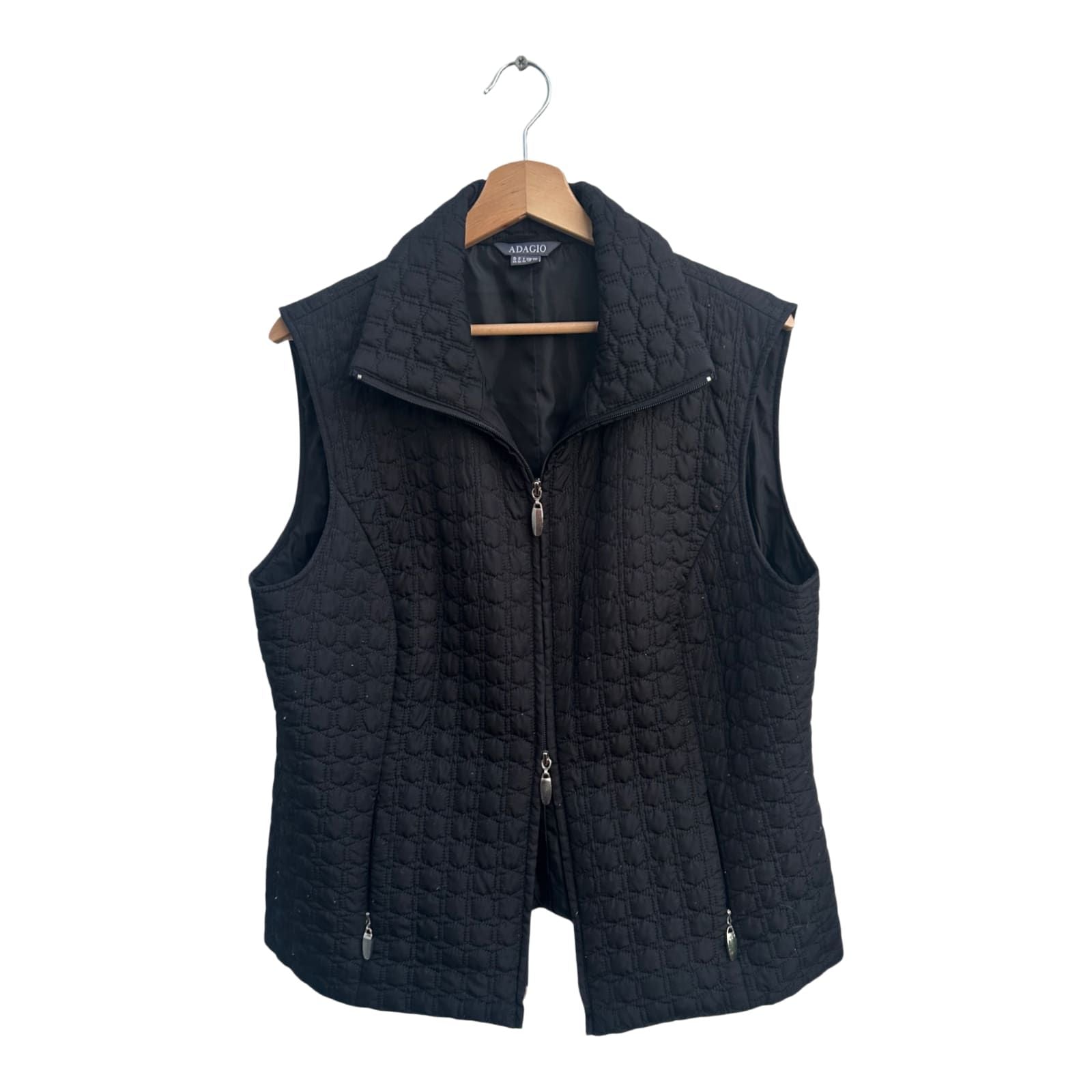 Adagio Weste Damen Gr 44 Schwarz Steppweste Zipper Elegant Poly Übergangszeit