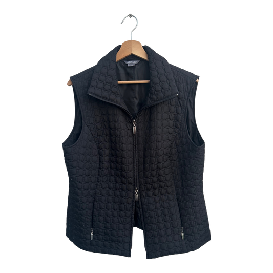 Adagio Weste Damen Gr 44 Schwarz Steppweste Zipper Elegant Poly Übergangszeit