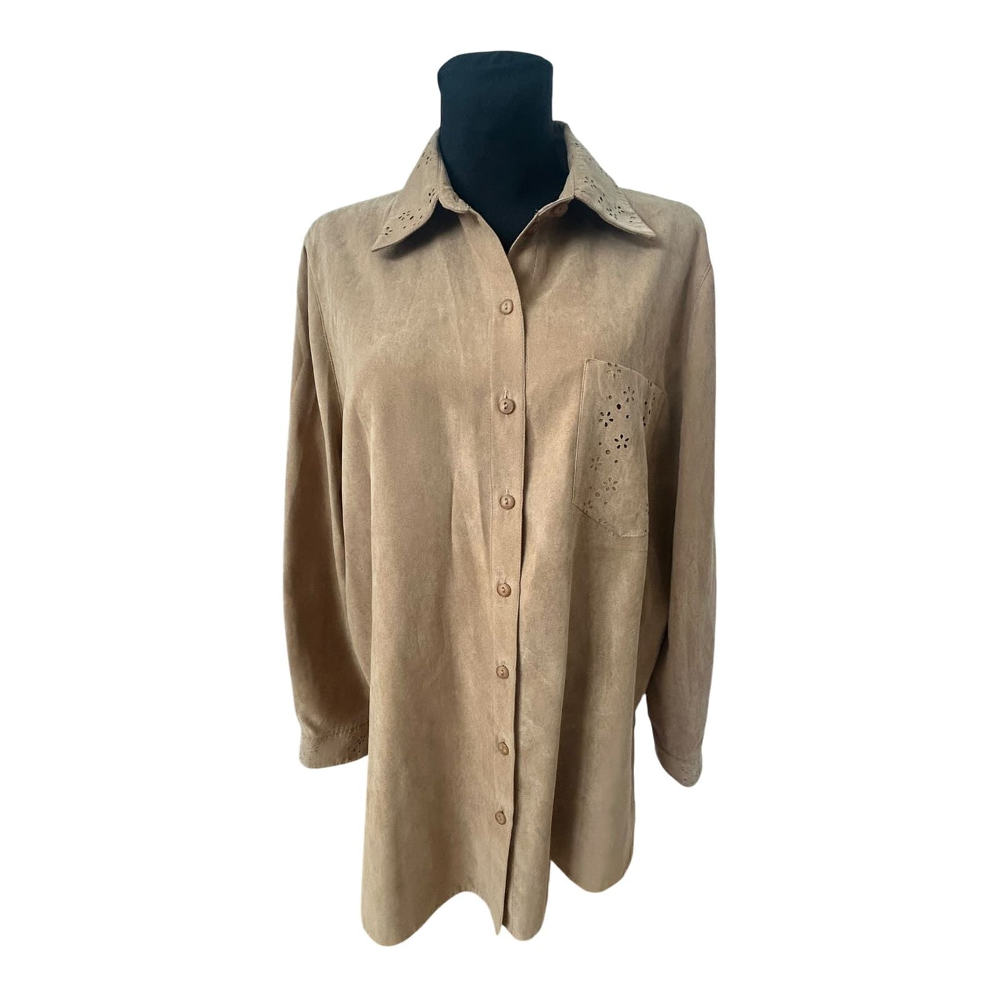 My Line Bluse Damen Gr 46 Beige Langarm Hemdbluse Elegant Klassisch
