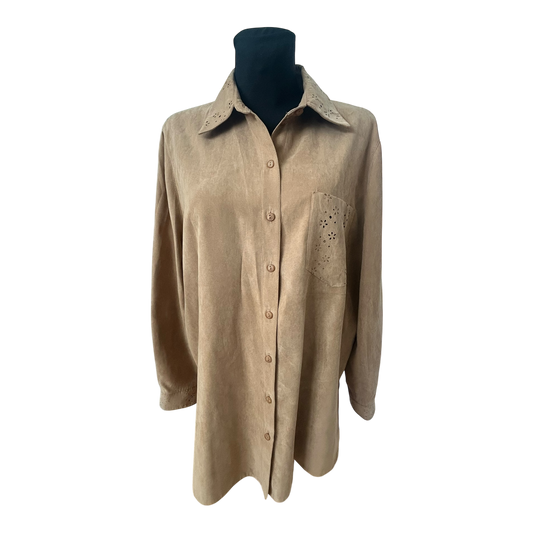 My Line Bluse Damen Gr 46 Beige Langarm Hemdbluse Elegant Klassisch
