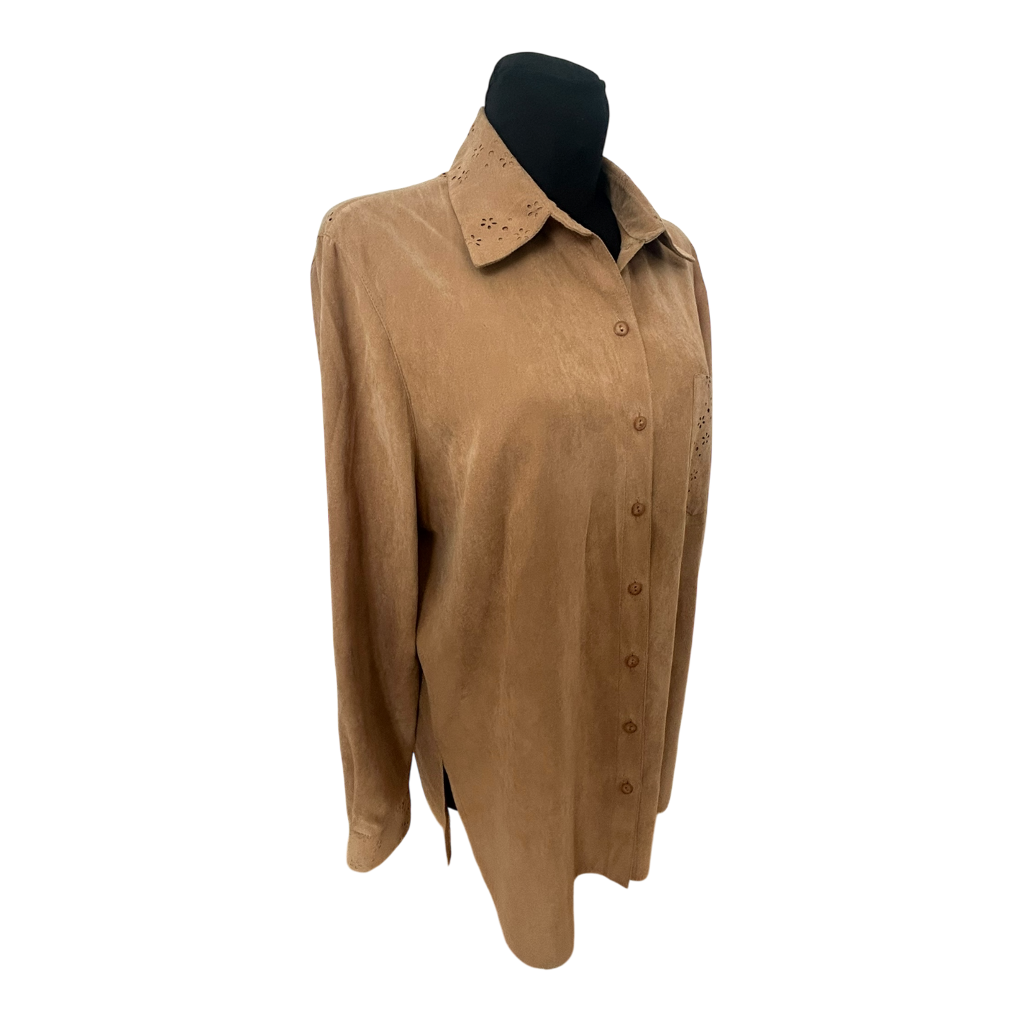 My Line Bluse Damen Gr 46 Beige Langarm Hemdbluse Elegant Klassisch